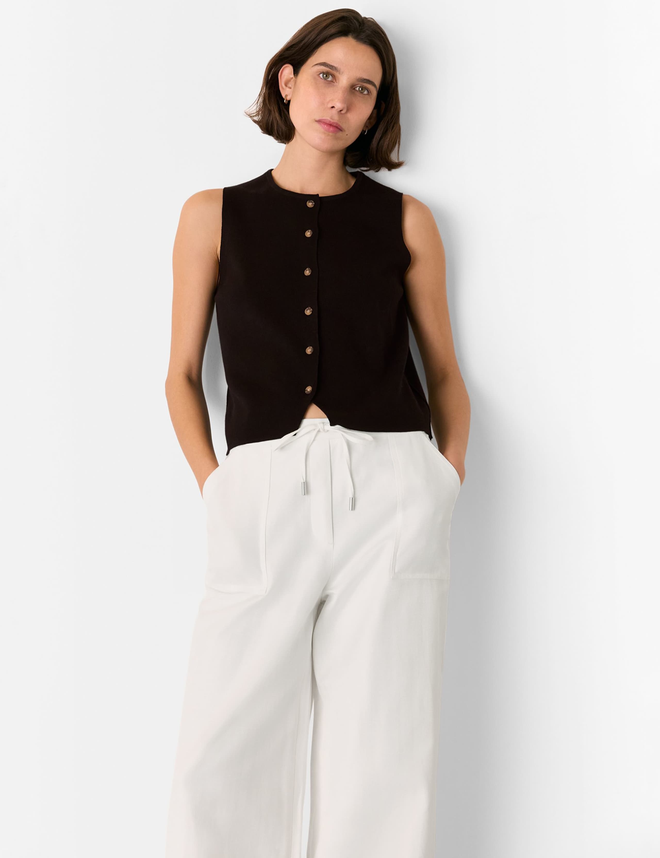 Cotton Rich Drawstring Wide Leg Trousers 3 of 4