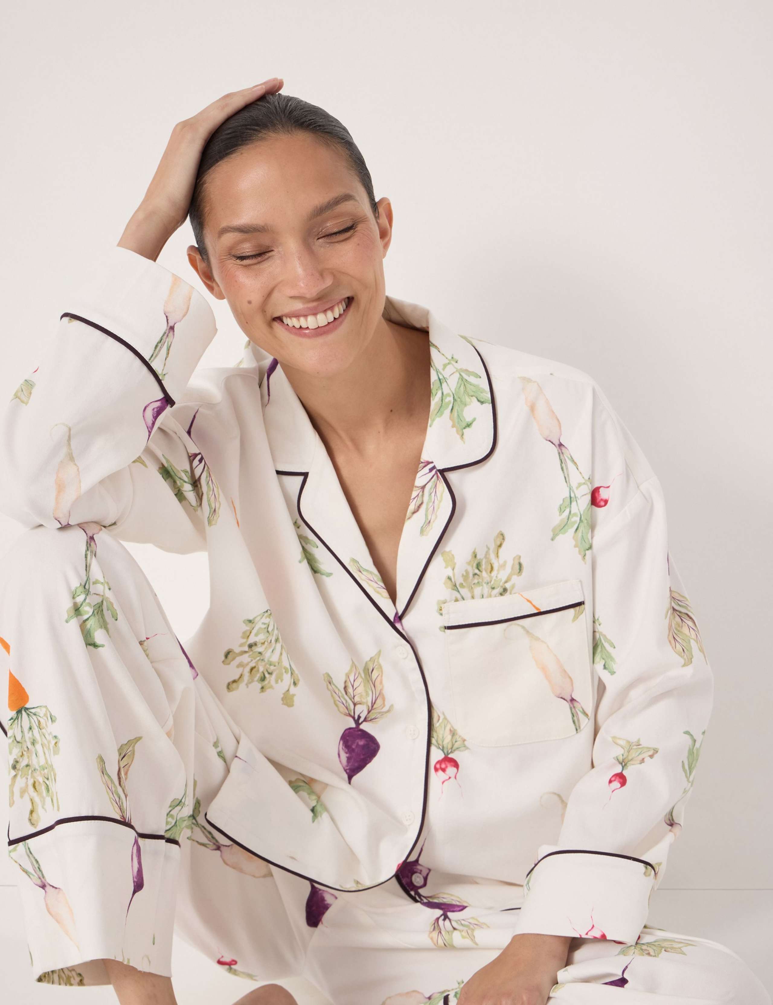 Cotton-Rich Brushed Harvest Print Pyjama Set 4 of 4