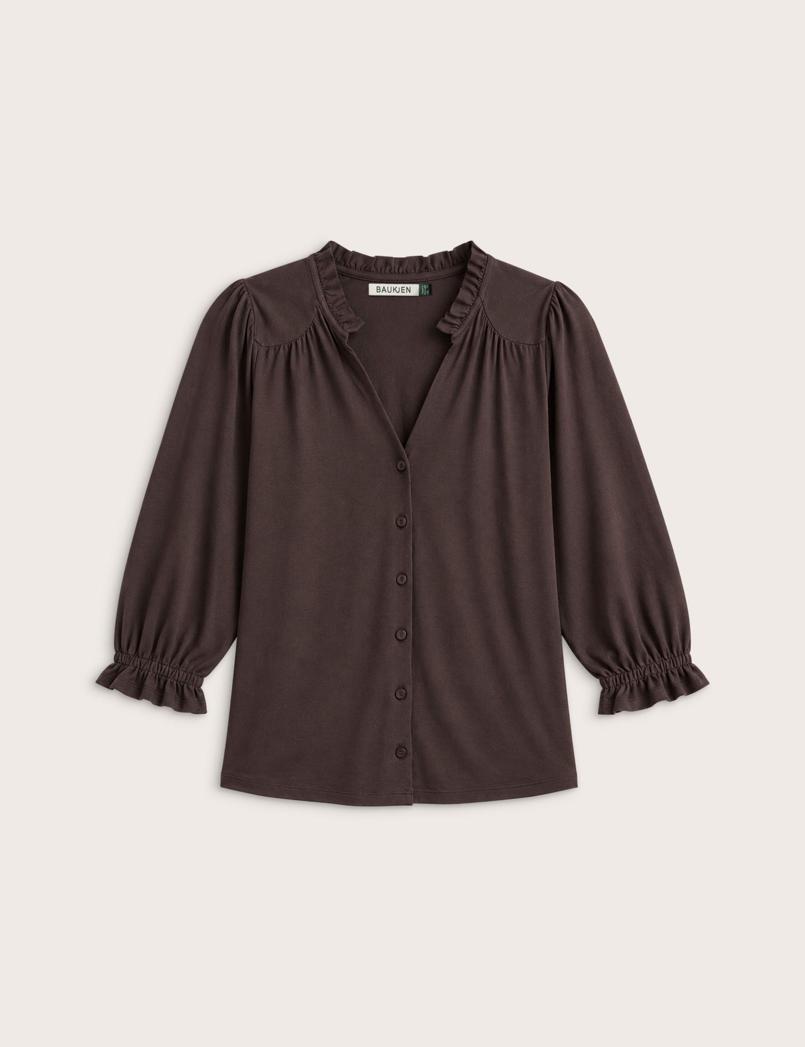 Jersey Notch Neck Ruffle Relaxed Blouse 2 of 4