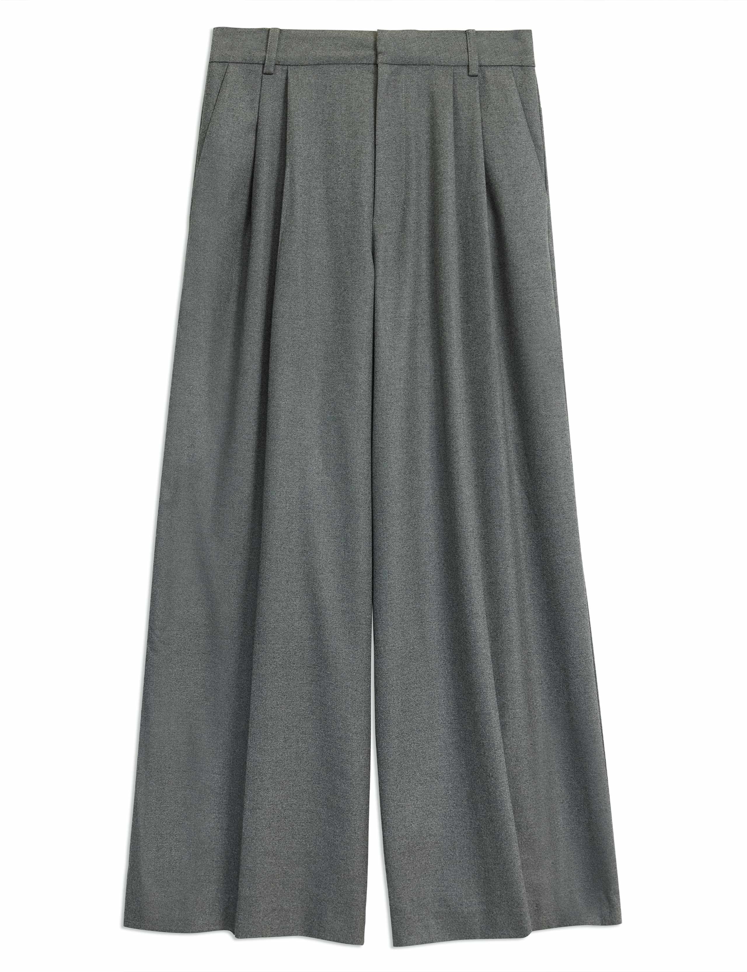 Flannel Pleat Front Wide Leg Trousers 2 of 5