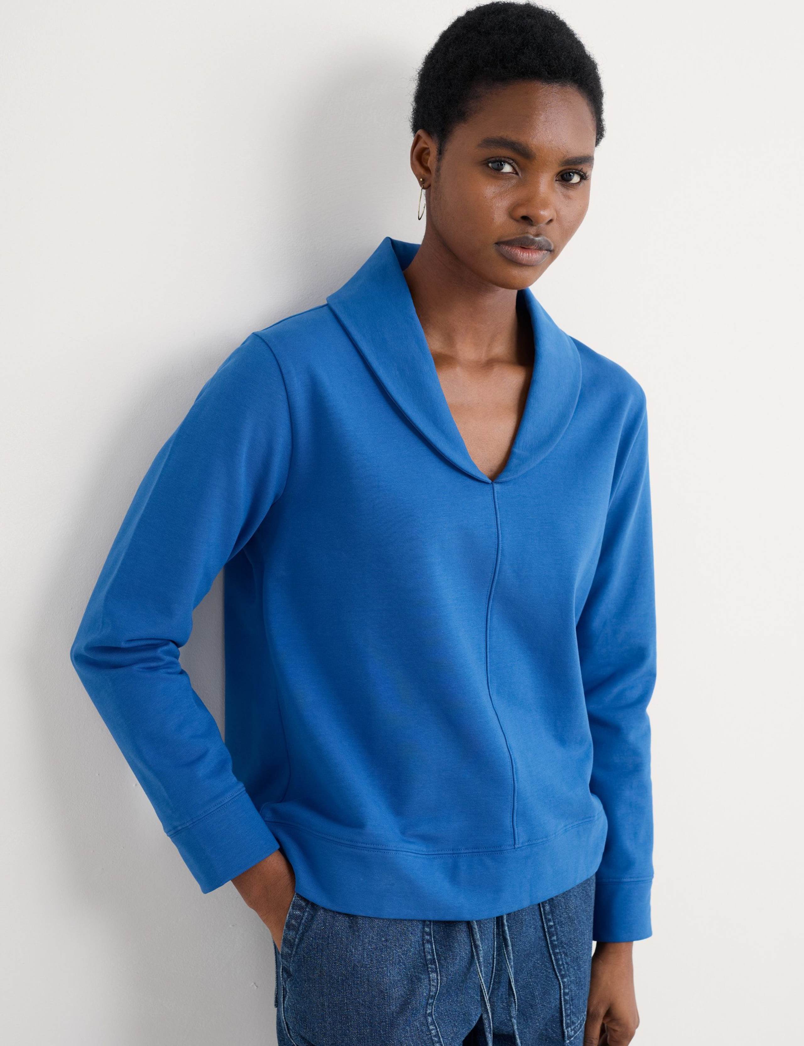Cotton Rich Shawl Neck Sweatshirt 3 of 5