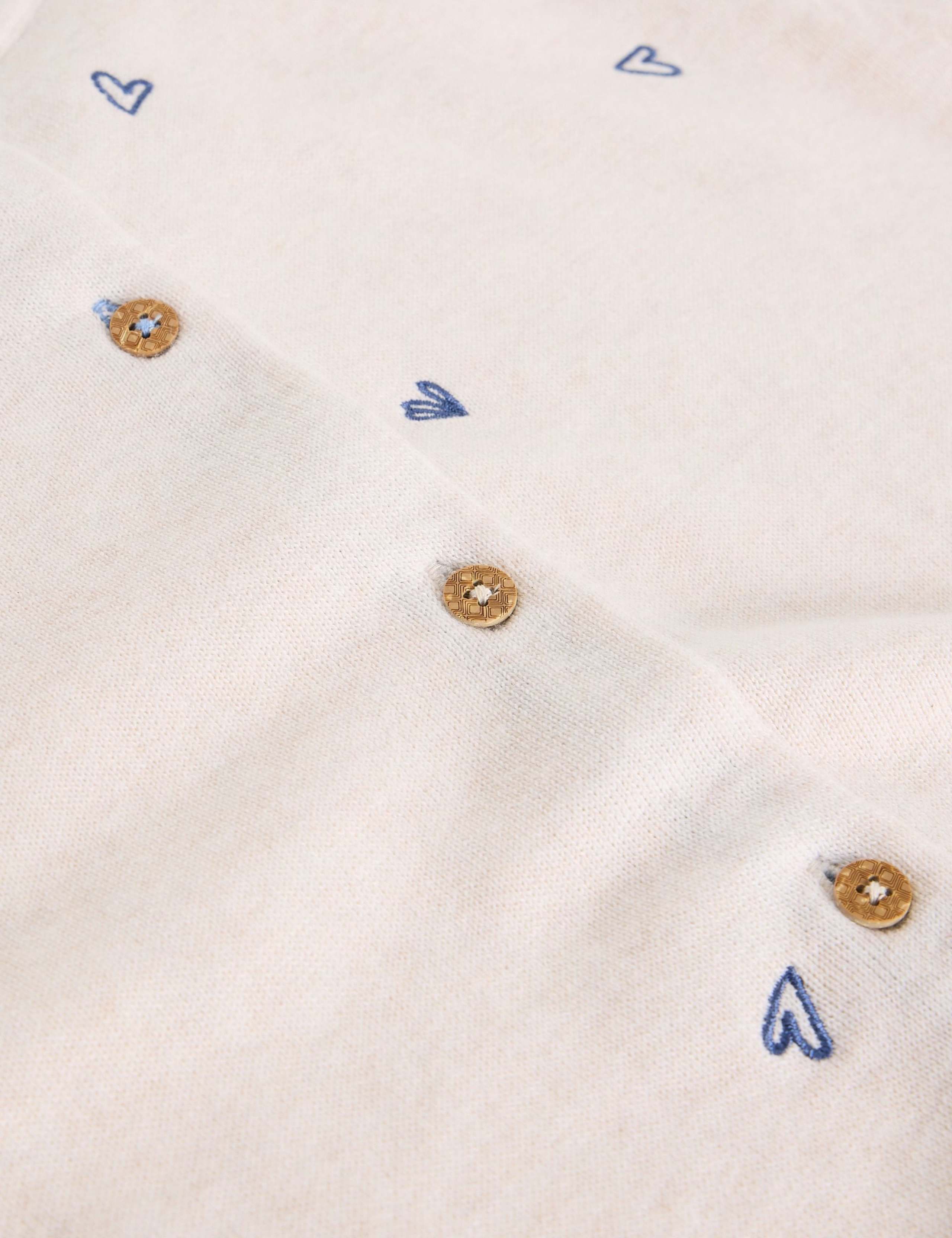 Wool Blend Embroidered Crew Neck Cardigan 6 of 6