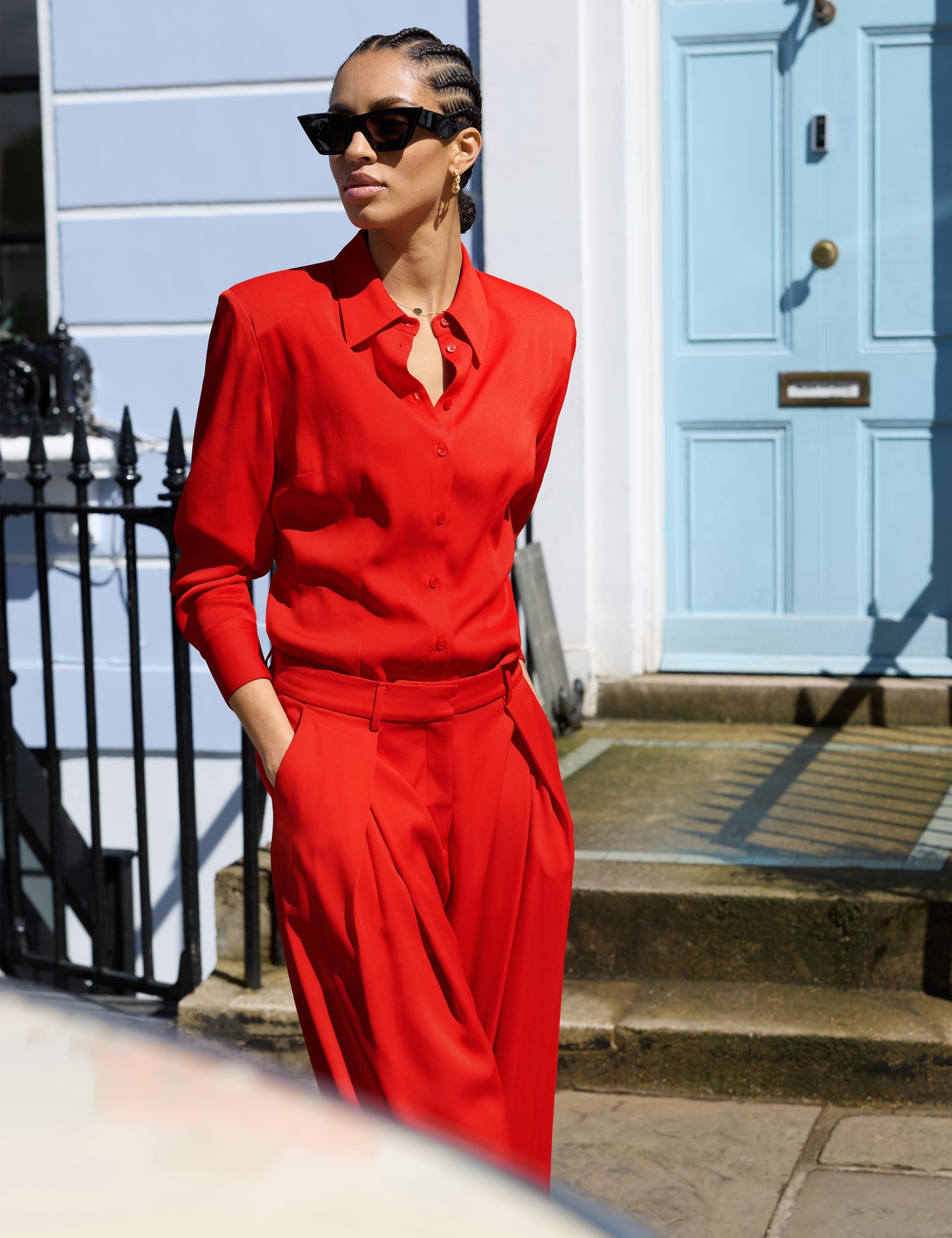 Sateen Cinched Waist Shirt with Wool 3 of 4