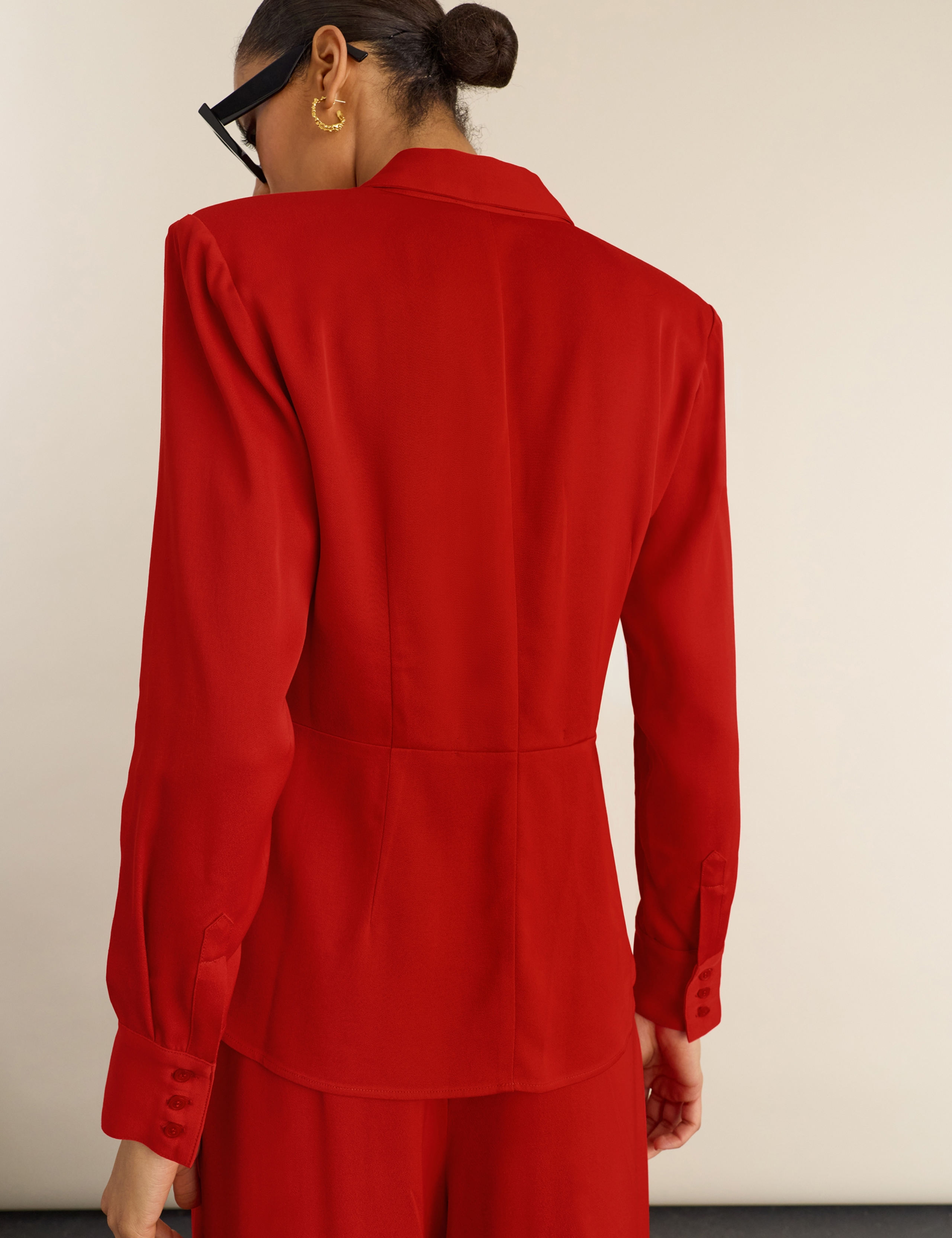 Sateen Cinched Waist Shirt with Wool 4 of 4