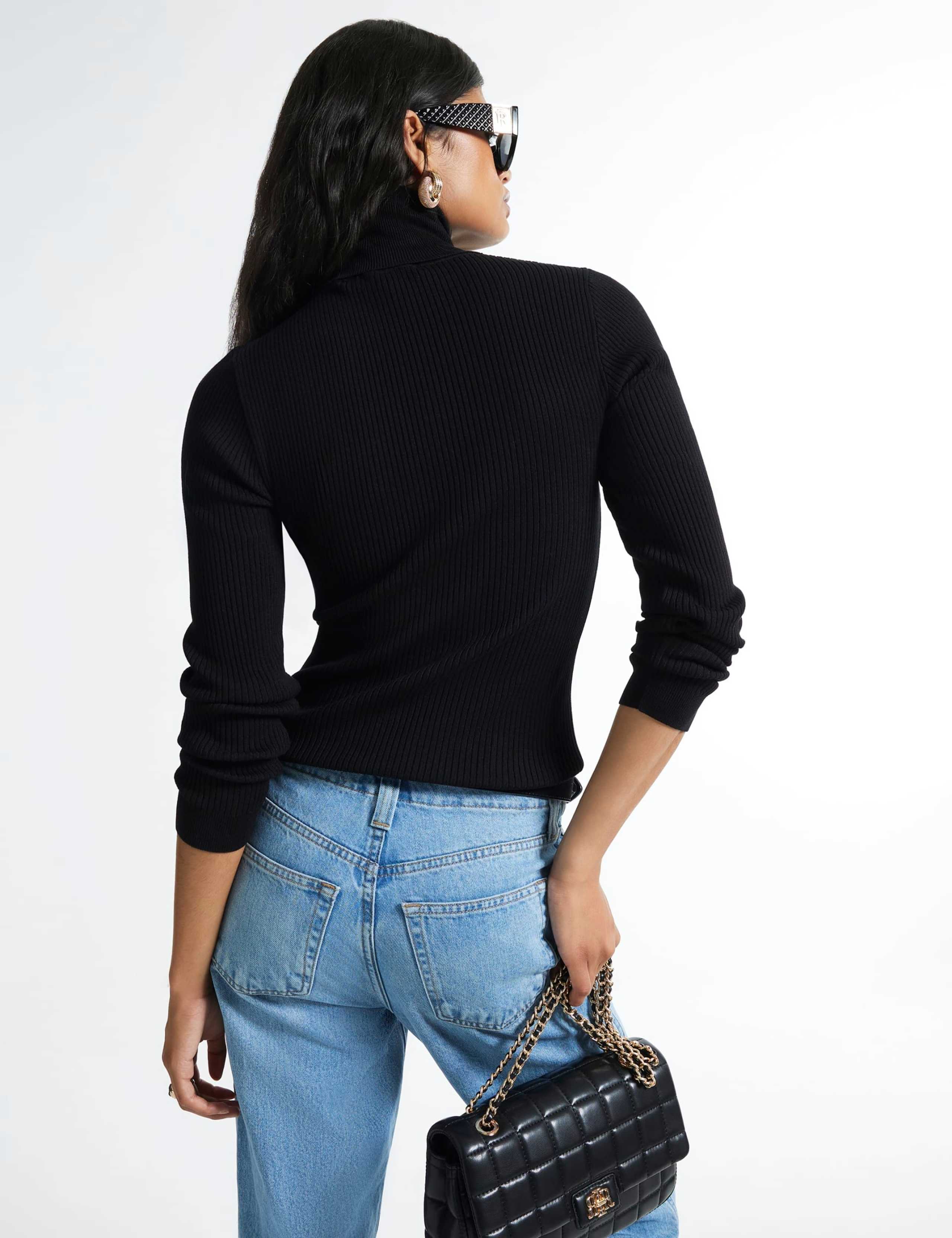 Ribbed Roll Neck Fitted Top 2 of 6