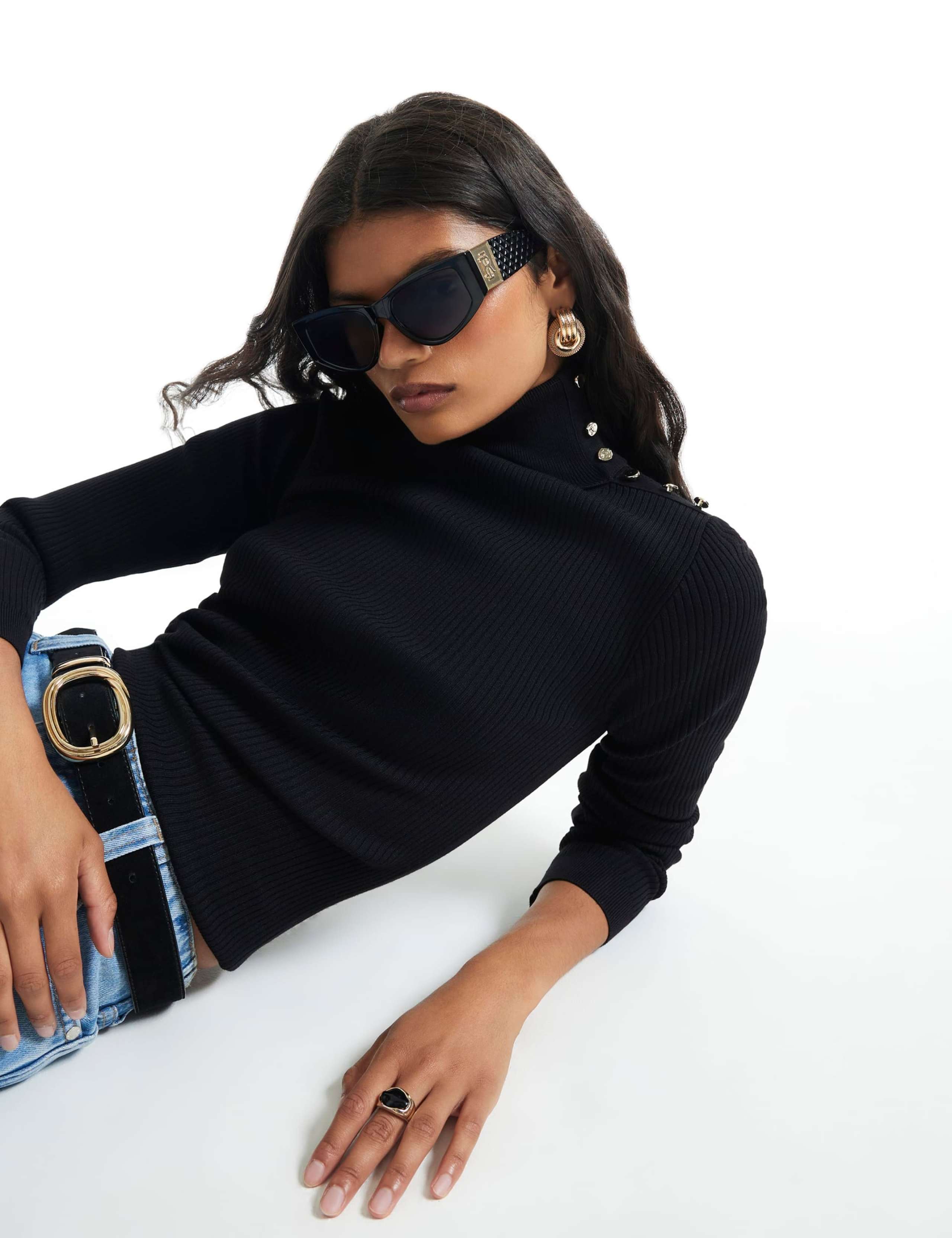 Ribbed Roll Neck Fitted Top 4 of 6
