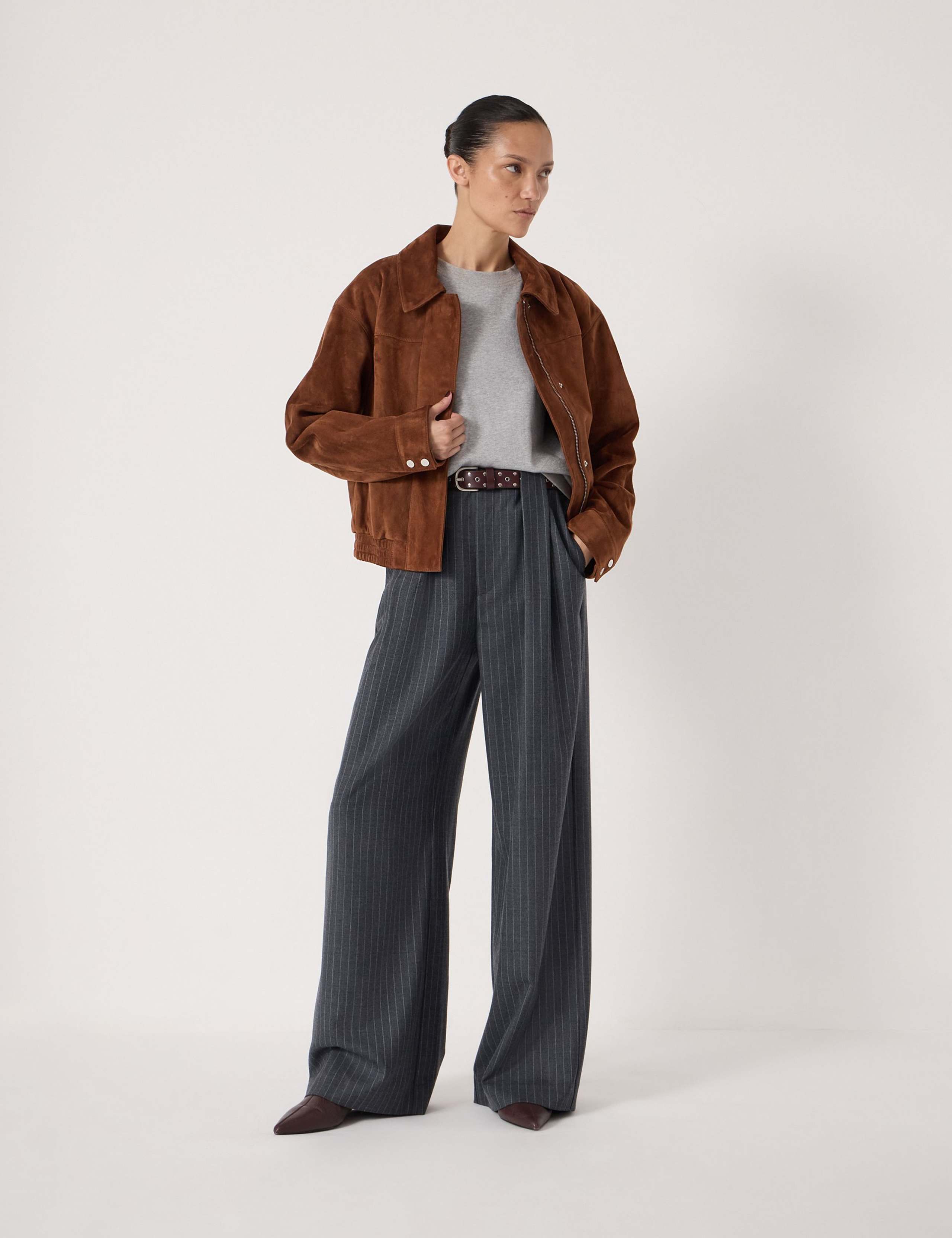 Suede Collared Bomber Jacket 3 of 6