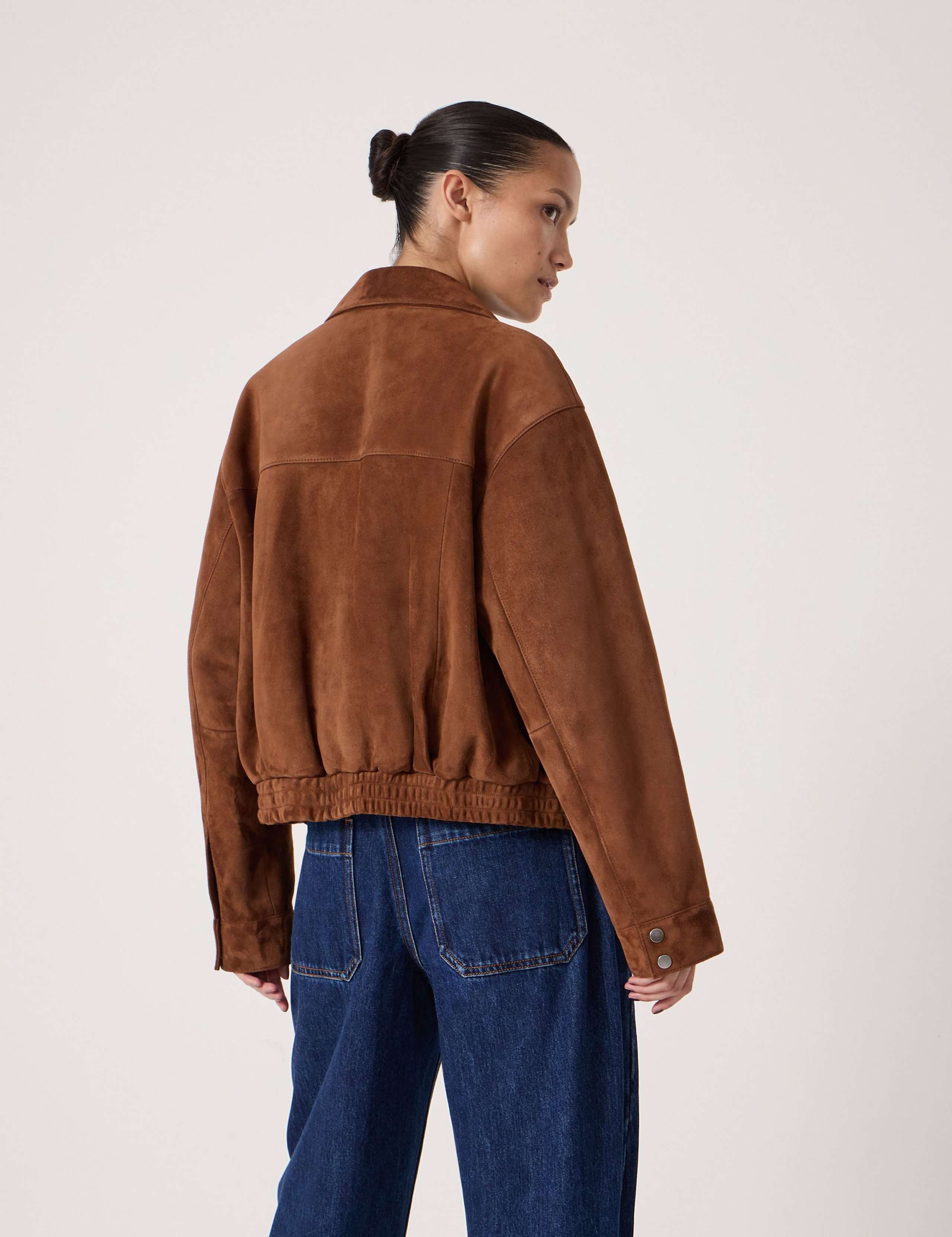 Suede Collared Bomber Jacket 4 of 6
