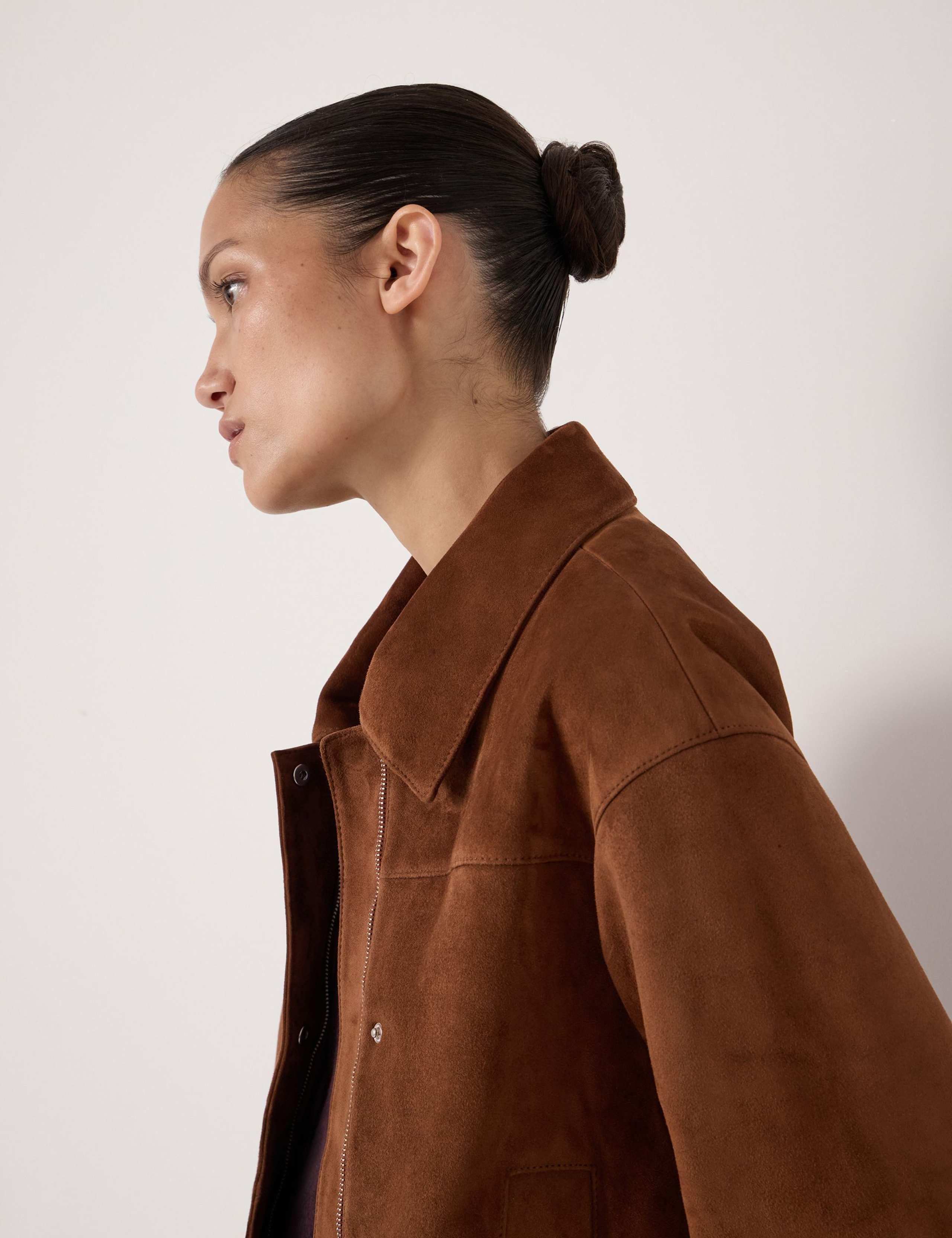 Suede Collared Bomber Jacket 6 of 6