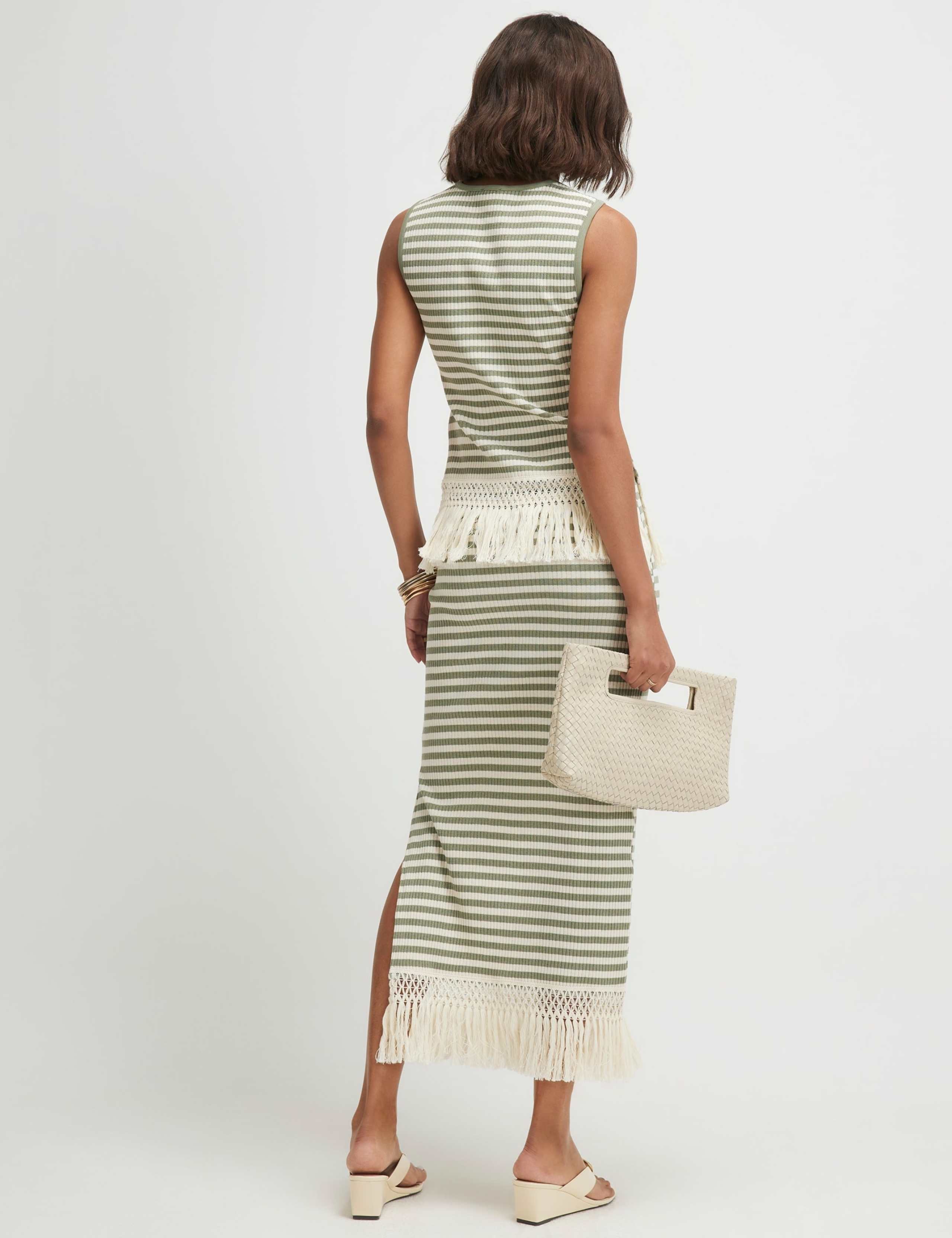 Pure Cotton Striped Midaxi Pencil Skirt 3 of 4