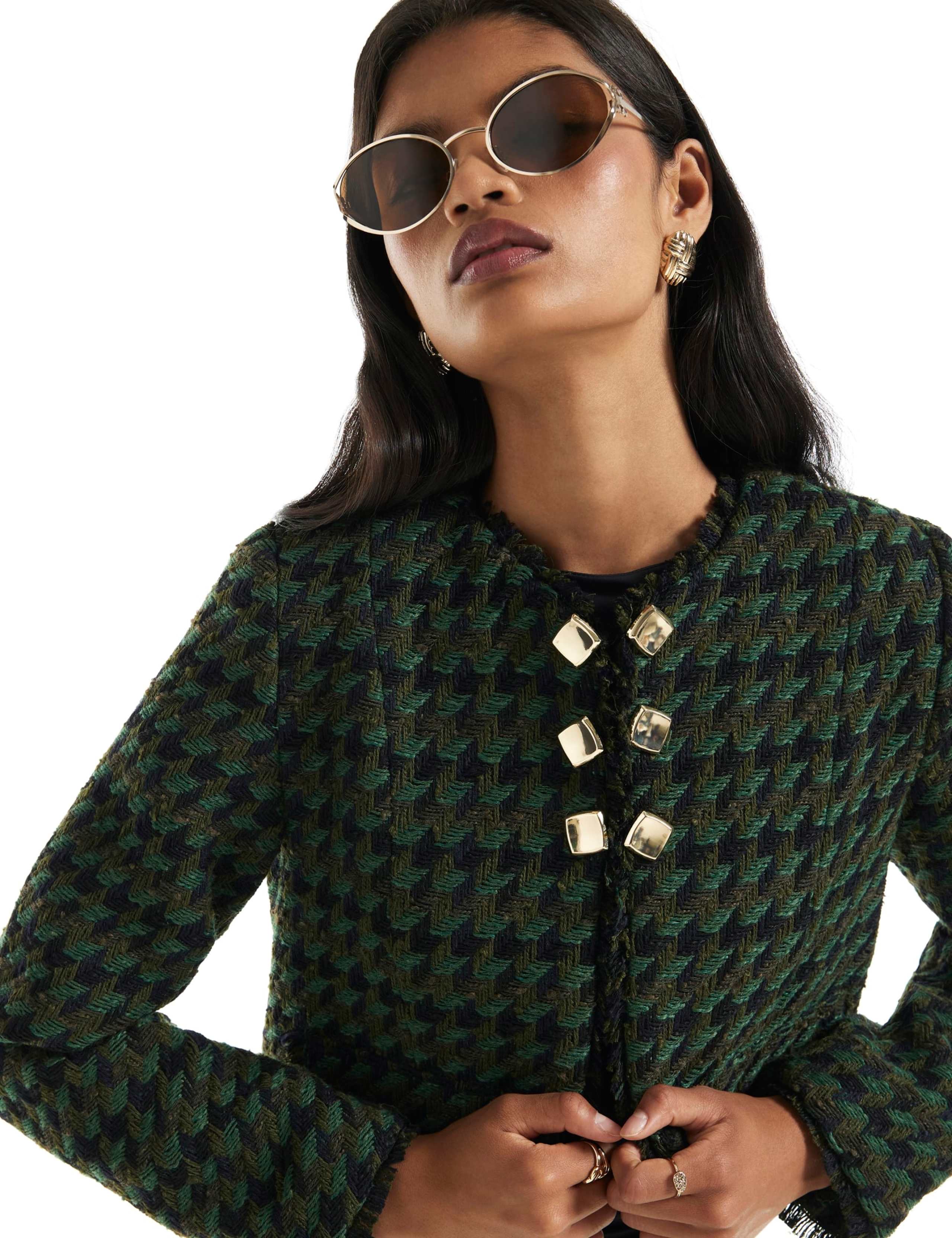 Checked Boucle Cropped Jacket 2 of 6