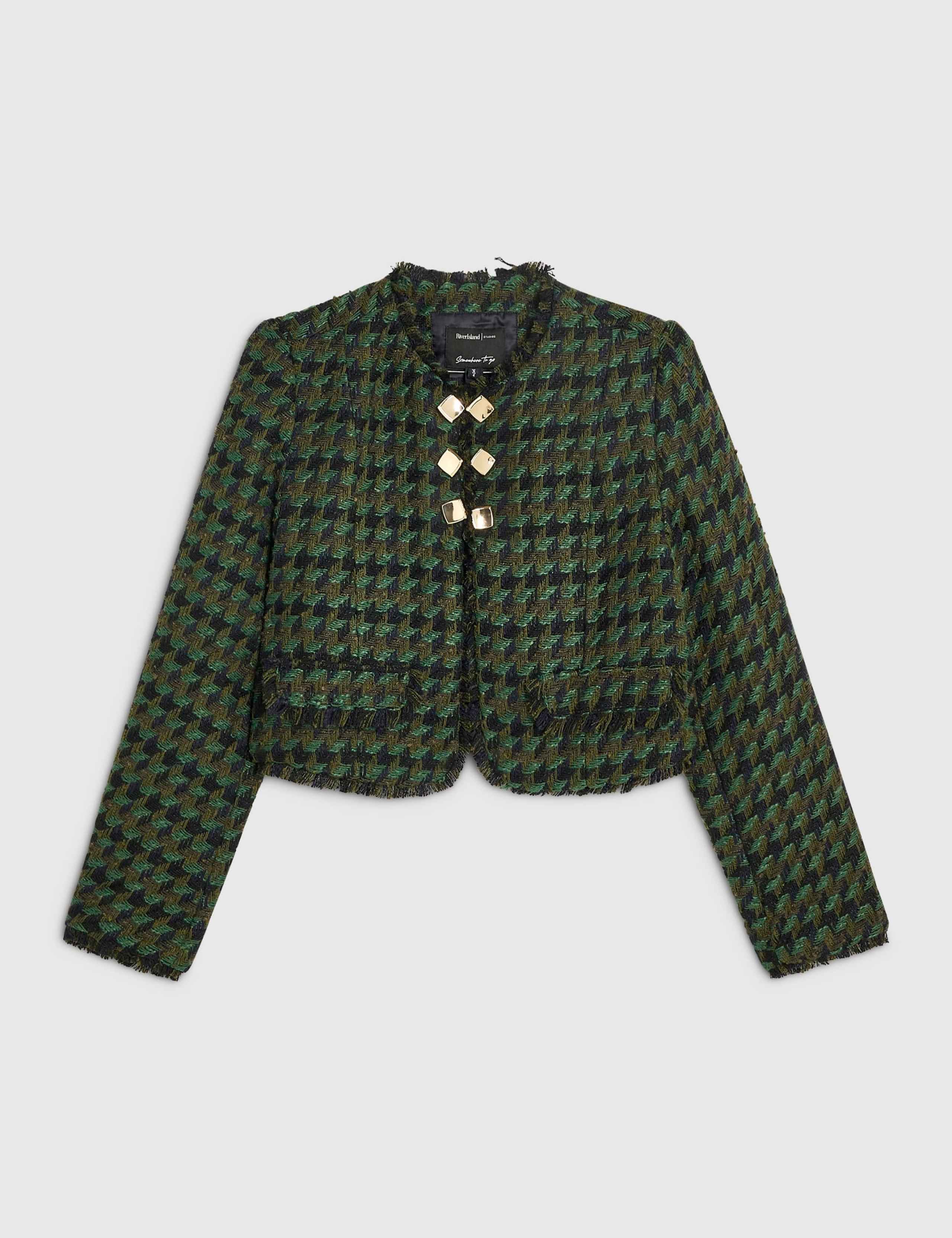 Checked Boucle Cropped Jacket 3 of 6