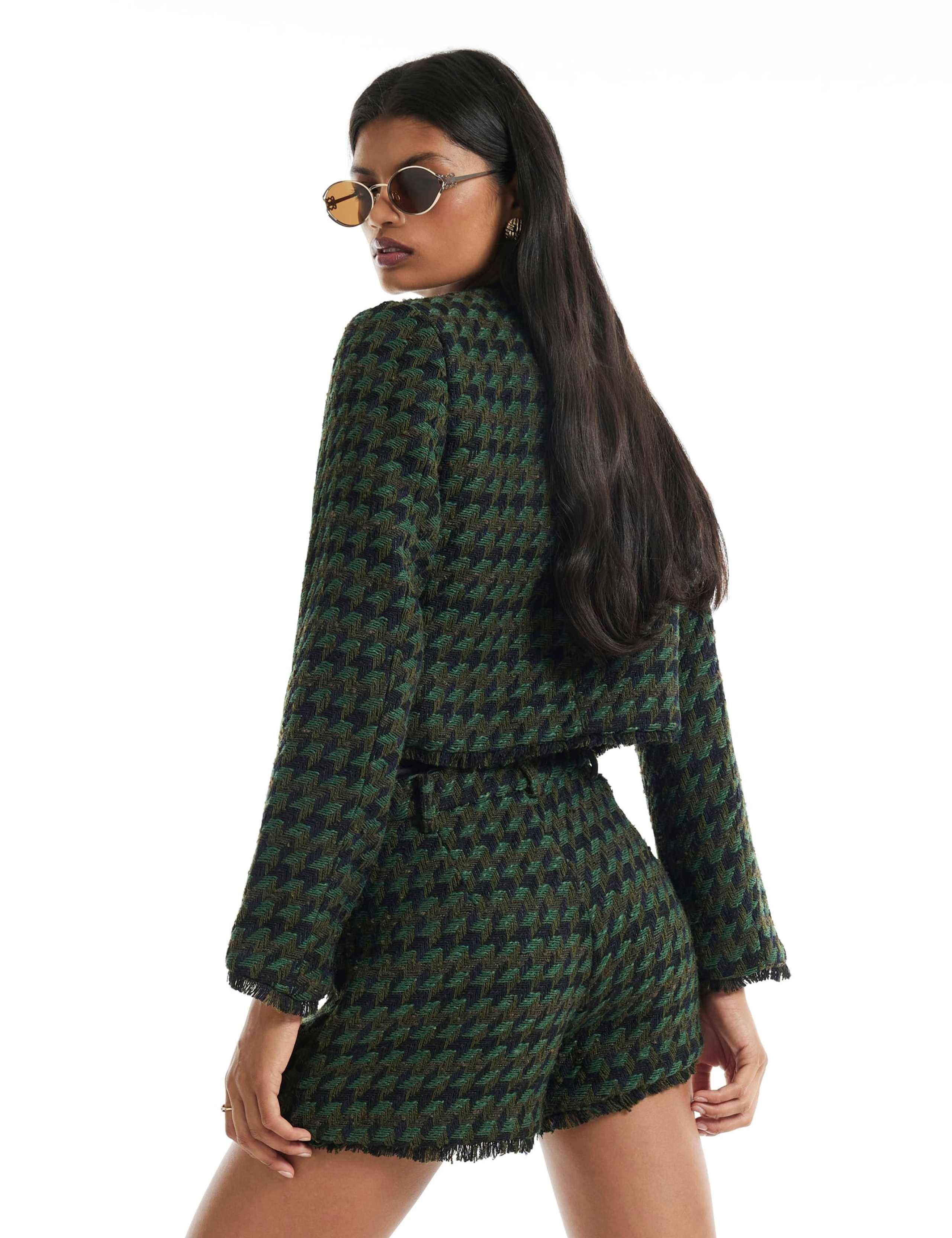 Checked Boucle Cropped Jacket 5 of 6