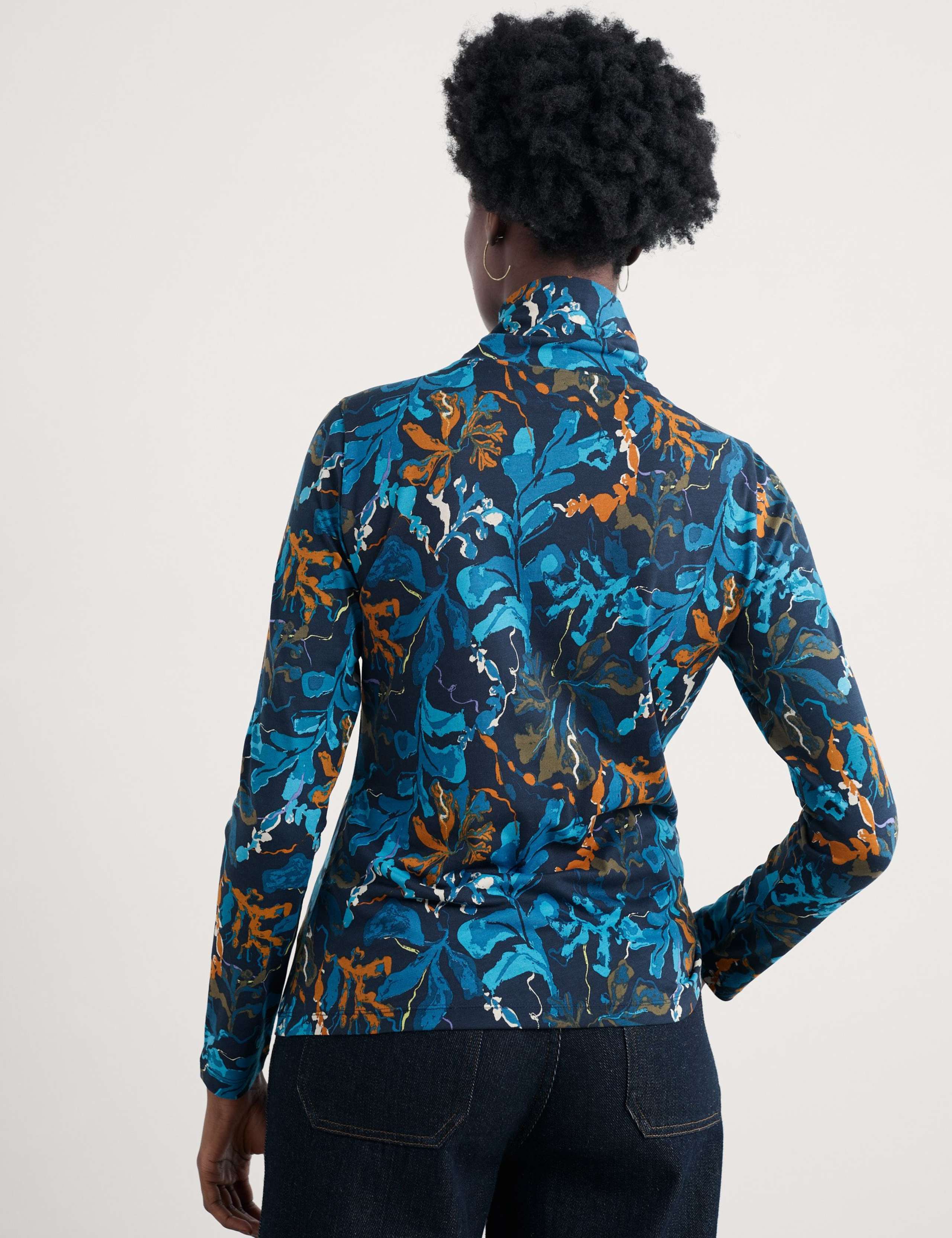 Cotton Rich Floral Funnel Neck Top 3 of 5