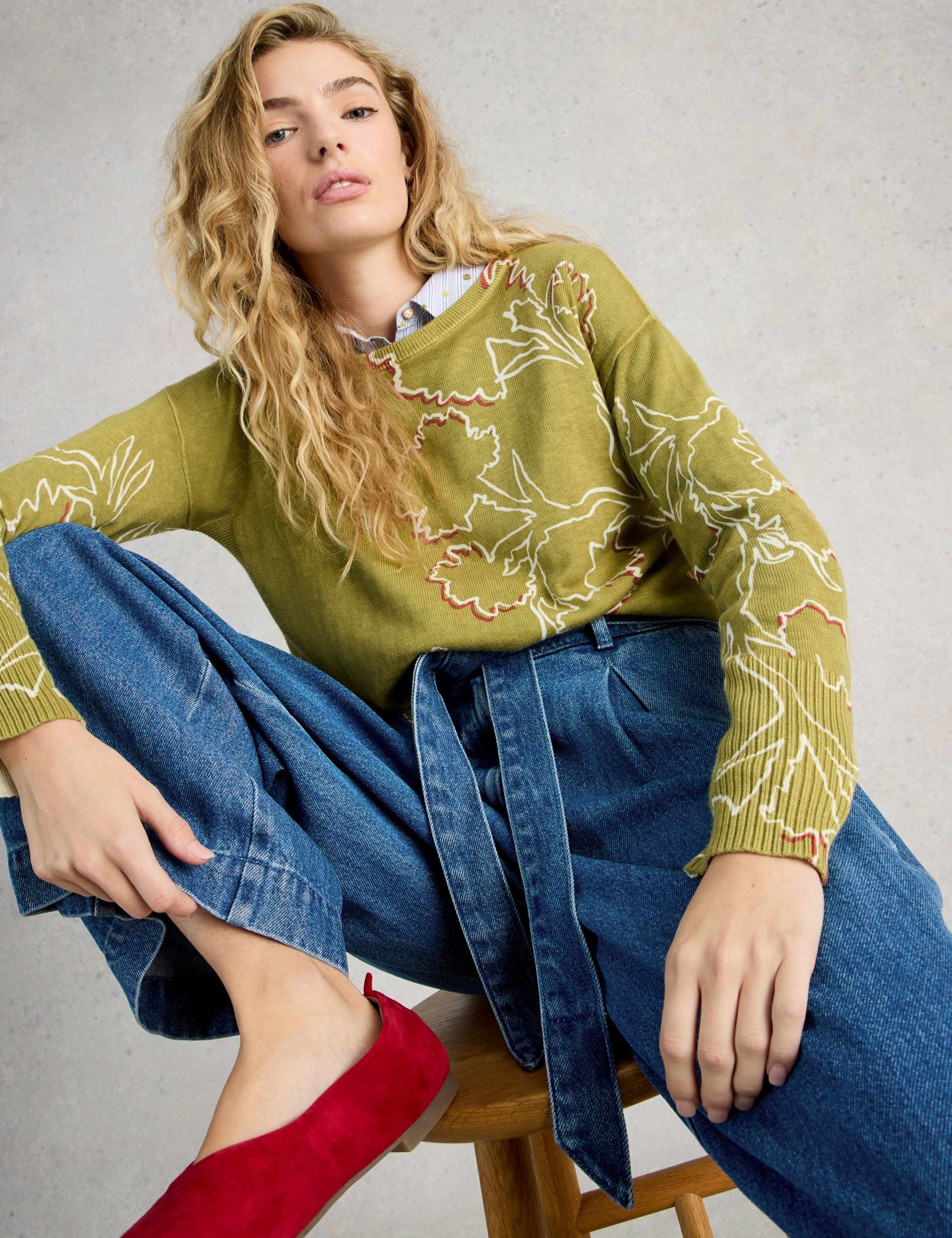 Cotton Rich Printed Round Neck Jumper 5 of 6