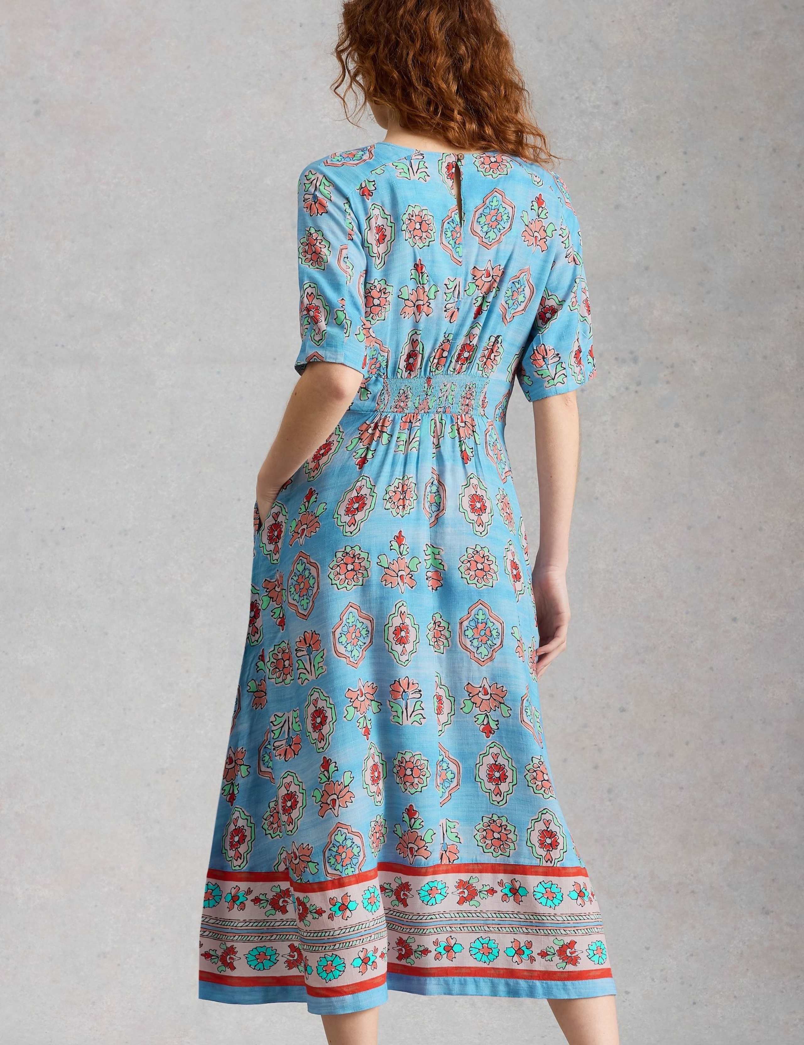 Floral V-Neck Midi Skater Dress 3 of 6