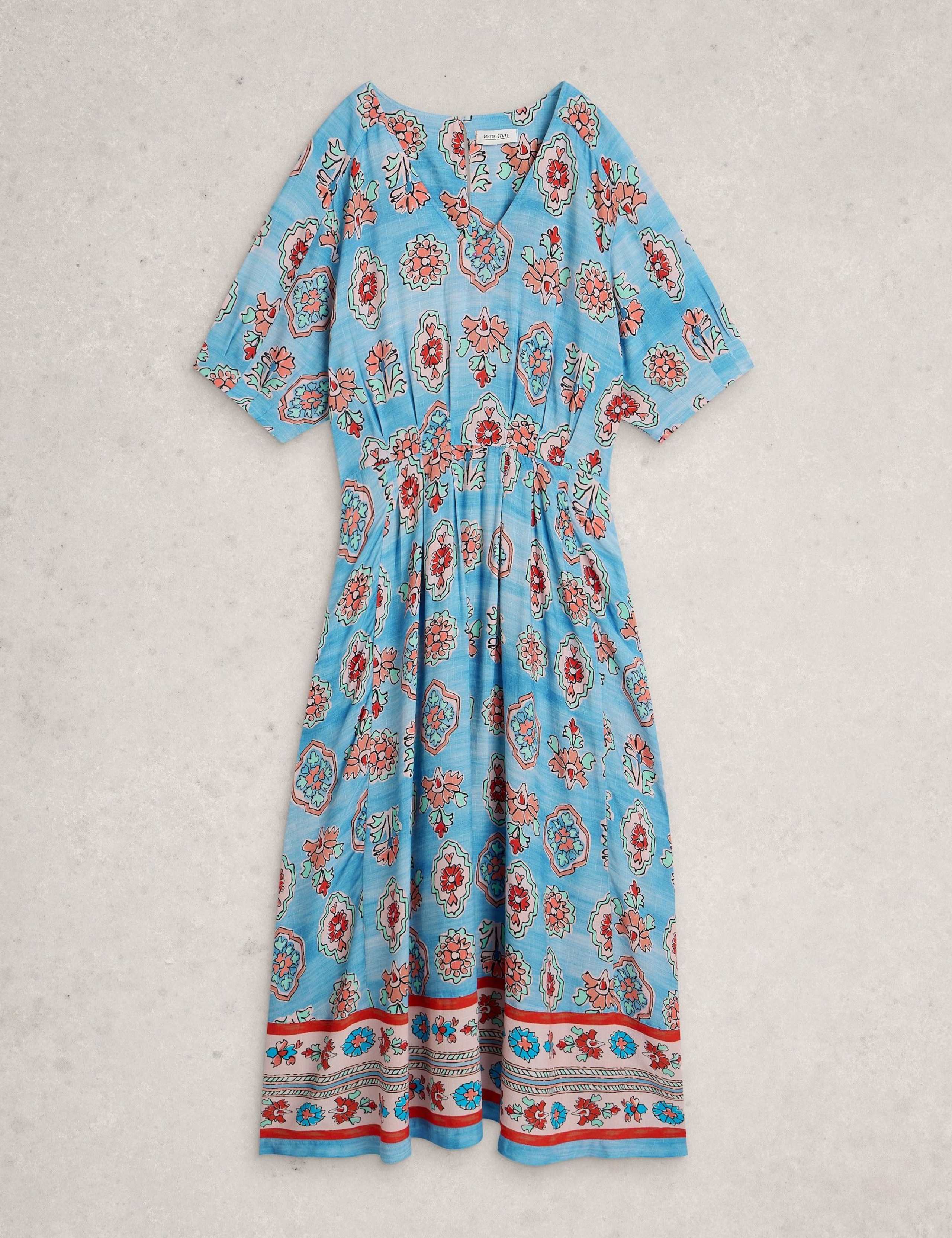 Floral V-Neck Midi Skater Dress 2 of 6