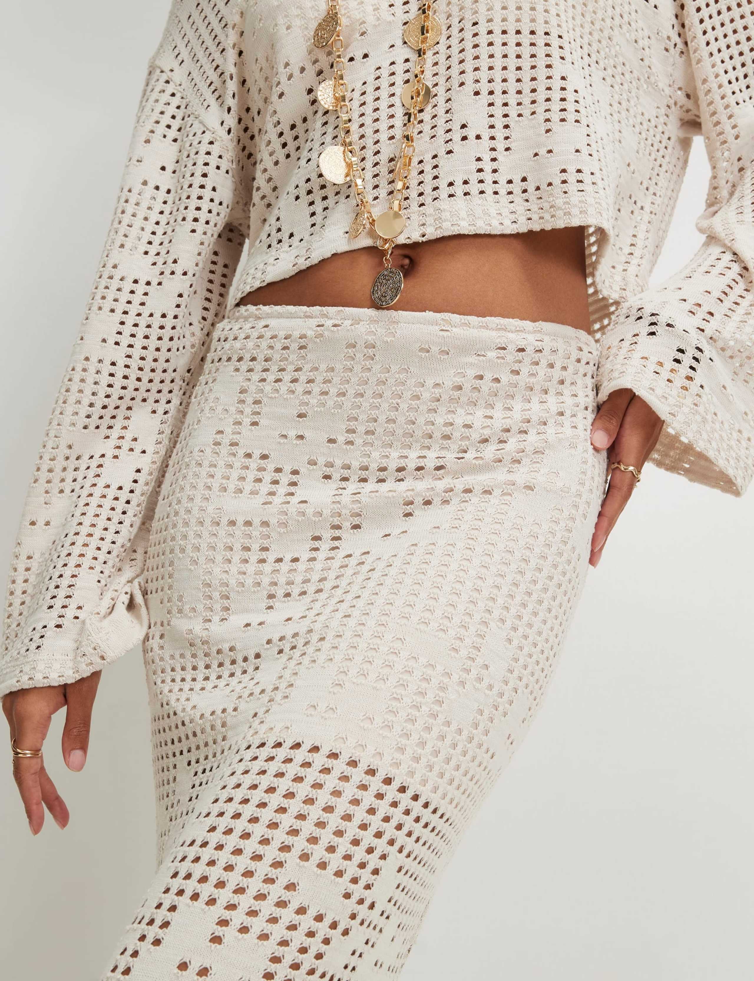 Pure Cotton Textured Midaxi Pencil Skirt 2 of 4