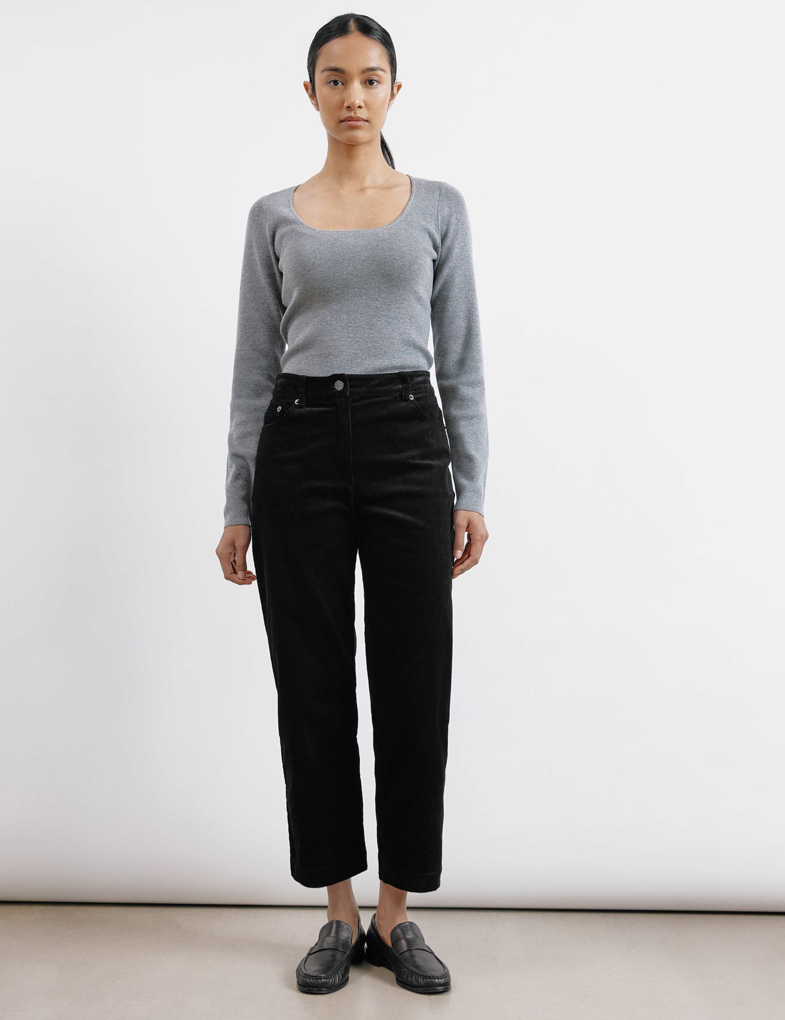 Cord Straight Leg Cropped Trousers 1 of 5