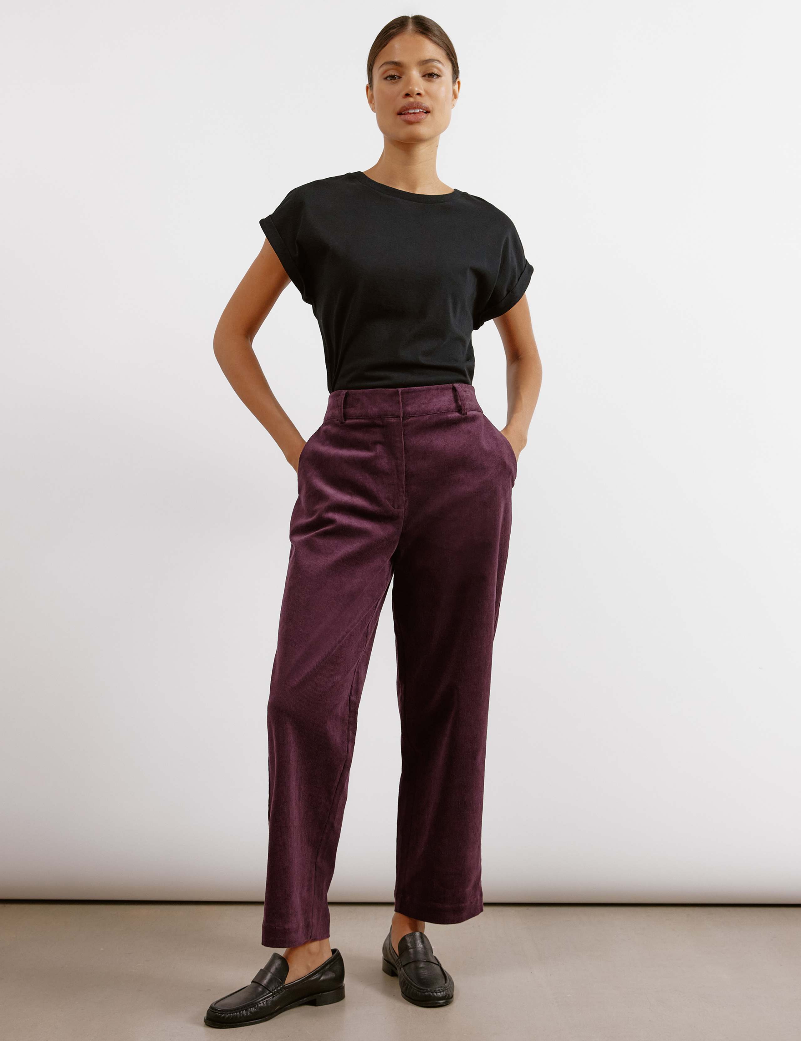 Cord Wide Leg Ankle Grazer Trousers 1 of 5