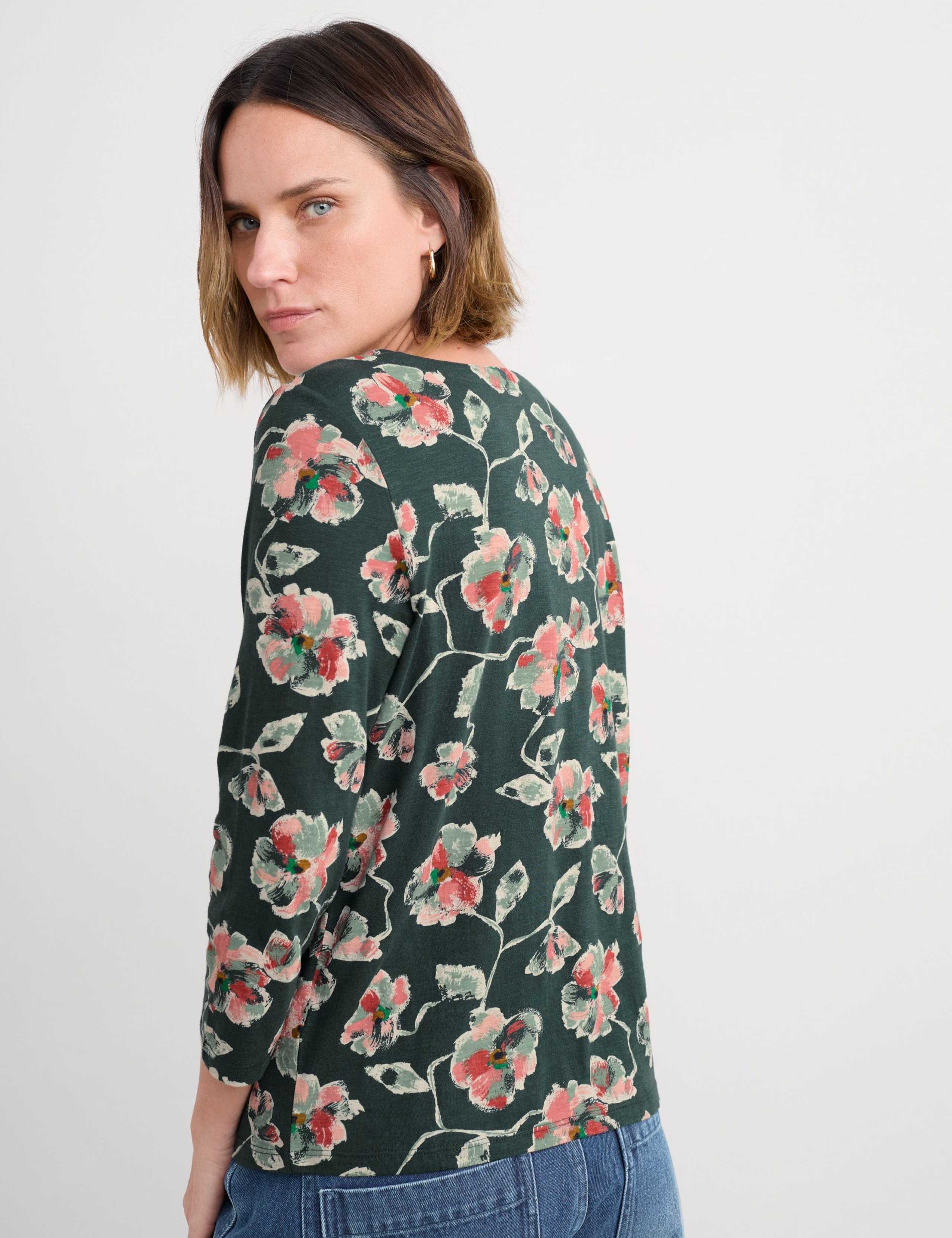 Pure Cotton Floral Button Through Top 3 of 5