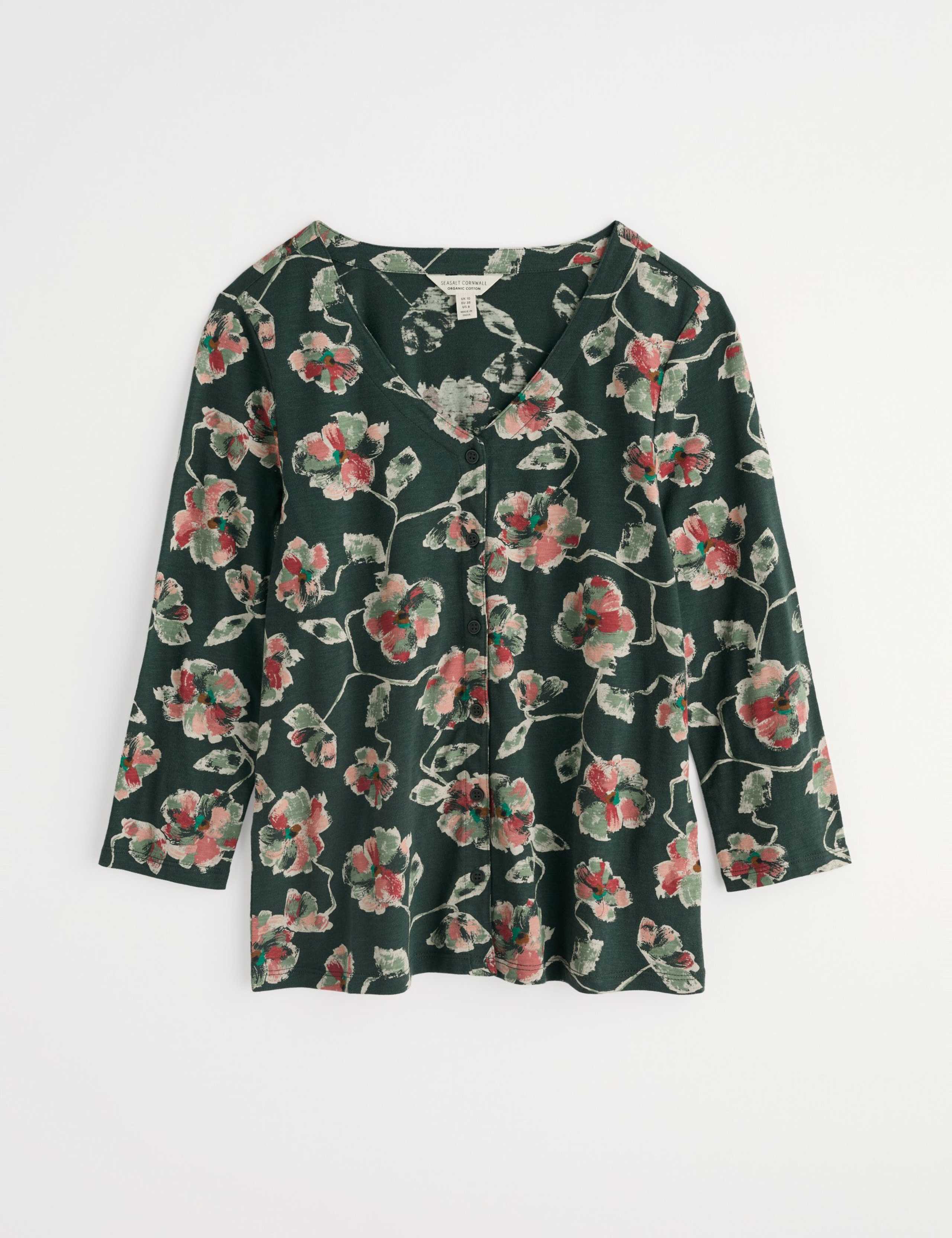 Pure Cotton Floral Button Through Top 2 of 5