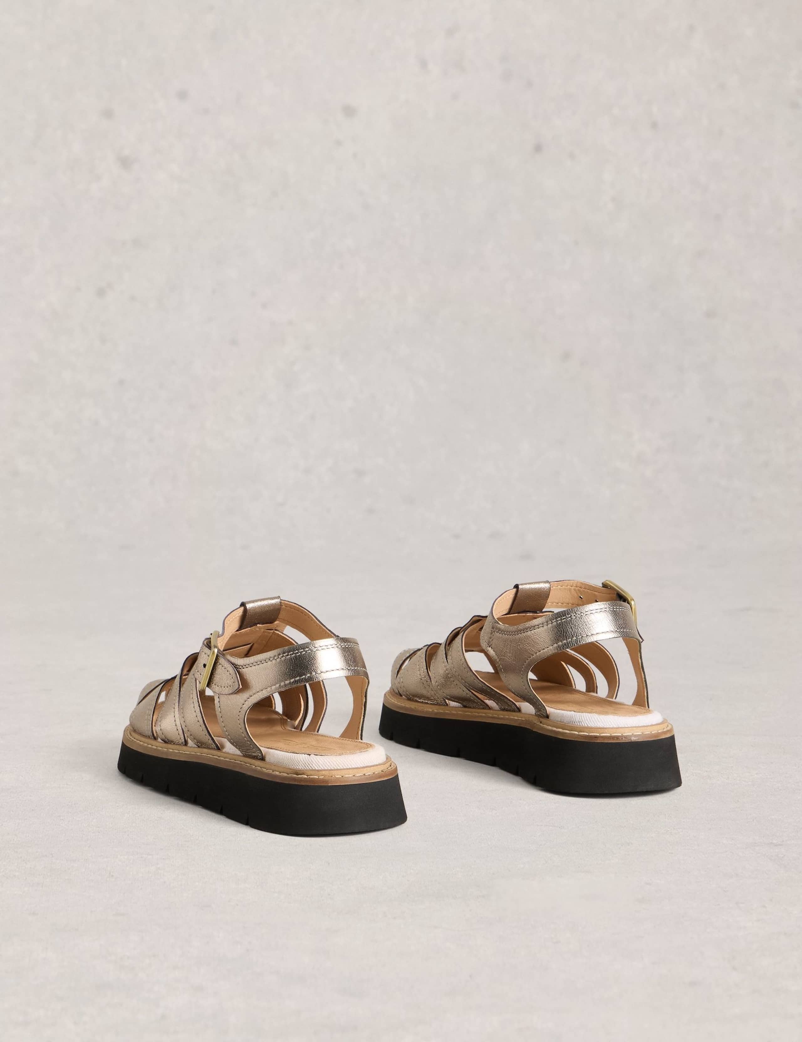 Leather Metallic Flat Gladiator Sandals 3 of 4