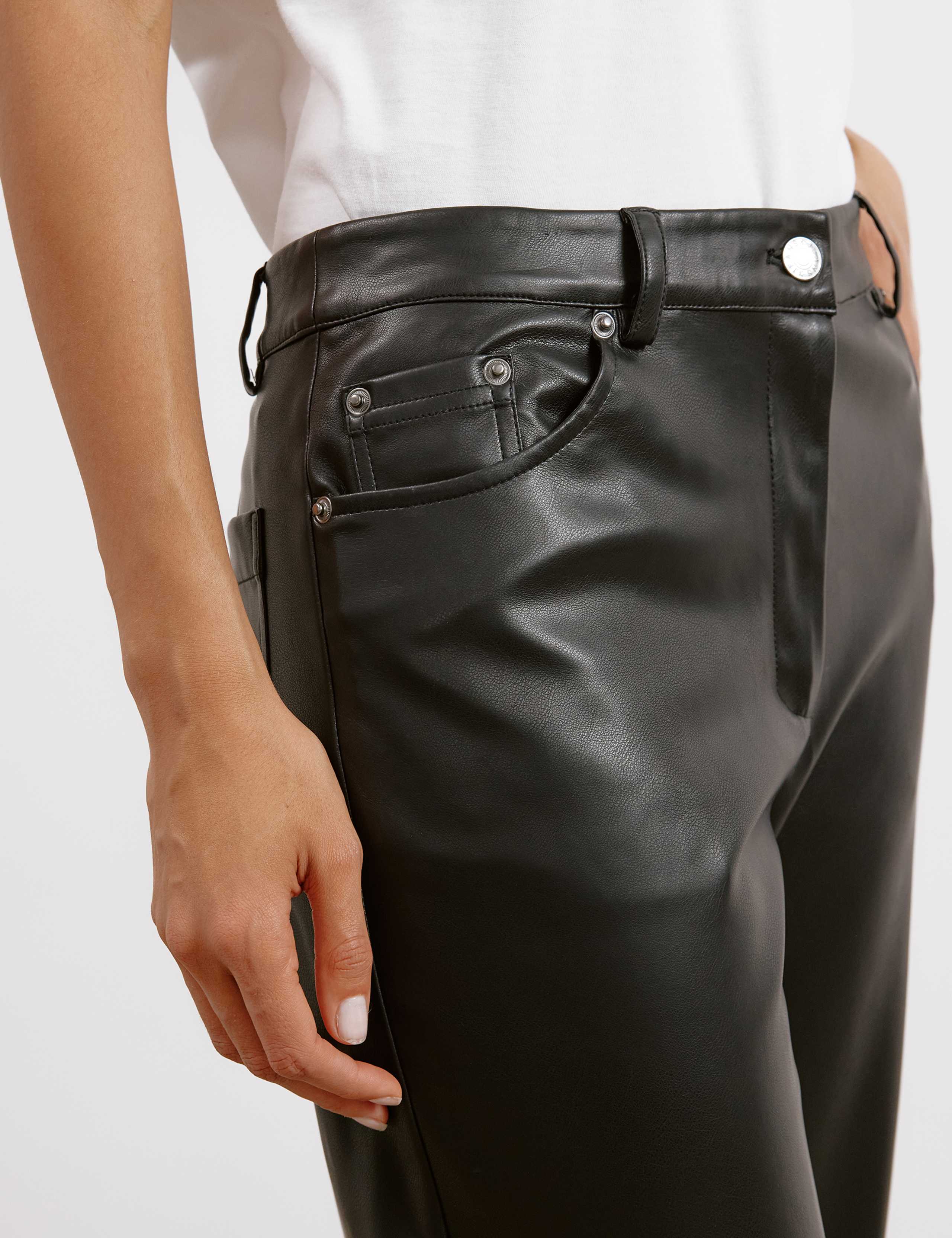 Faux Leather Mid Rise Slim Fit Jeans 4 of 5