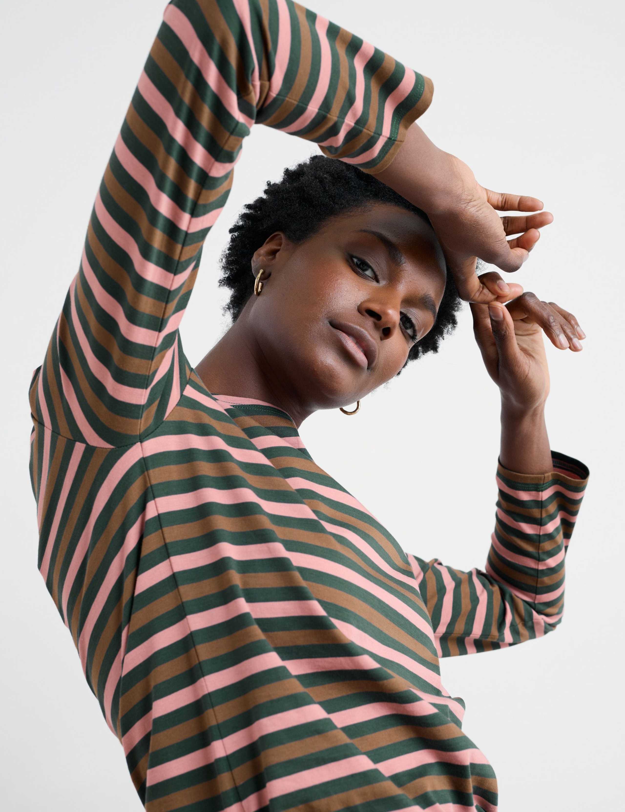 Pure Cotton Striped Slash Neck Top 4 of 5
