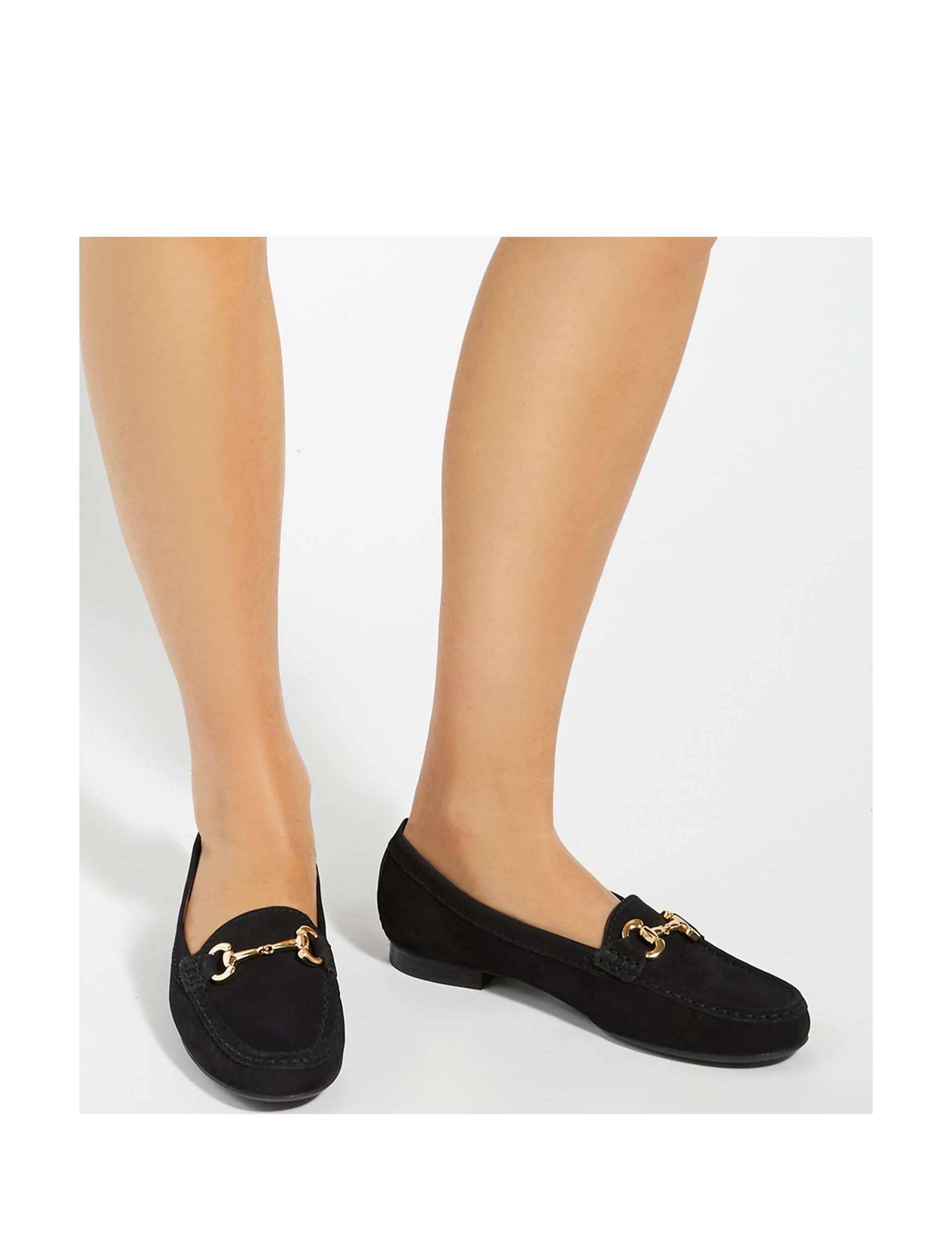 Leather Slip On Block Heel Loafers 1 of 6