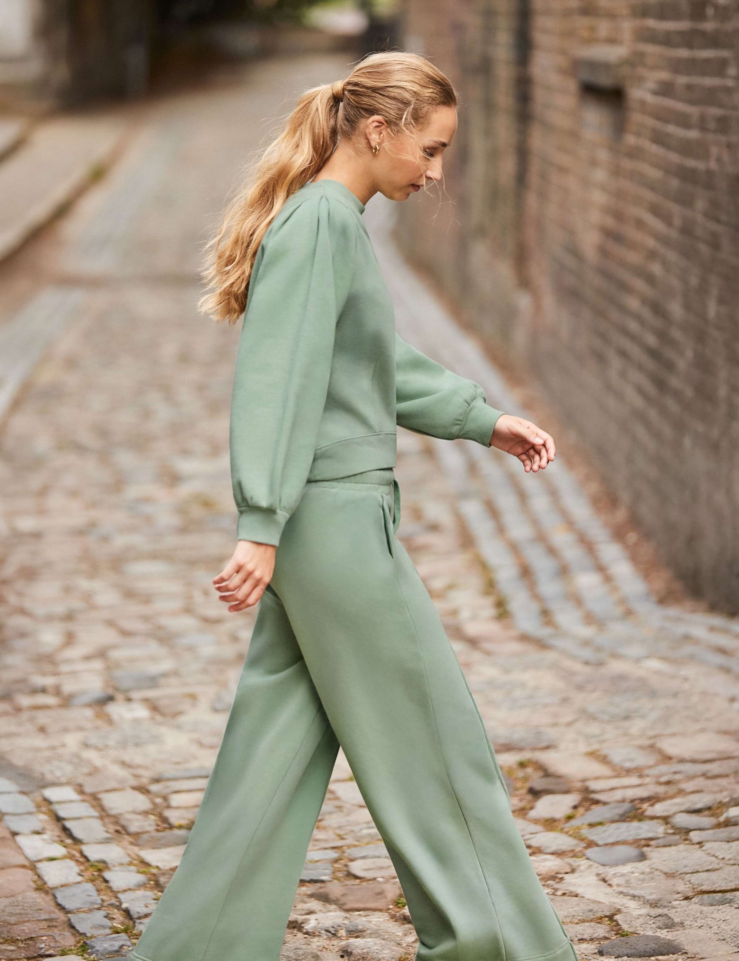 Cotton Rich Seam Detail Wide Leg Joggers 2 of 4