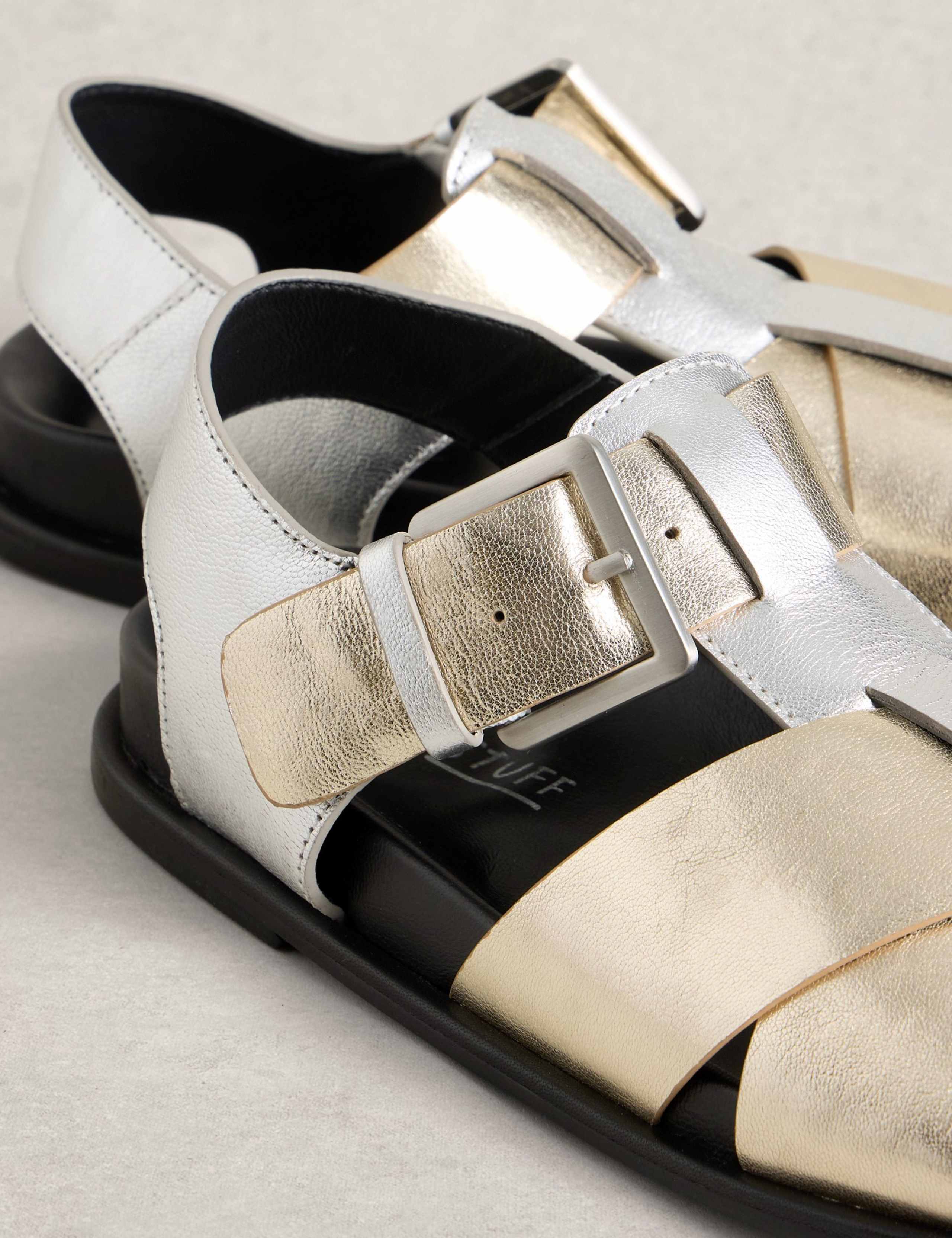 Leather Metallic Buckle Gladiator Sandals 3 of 4