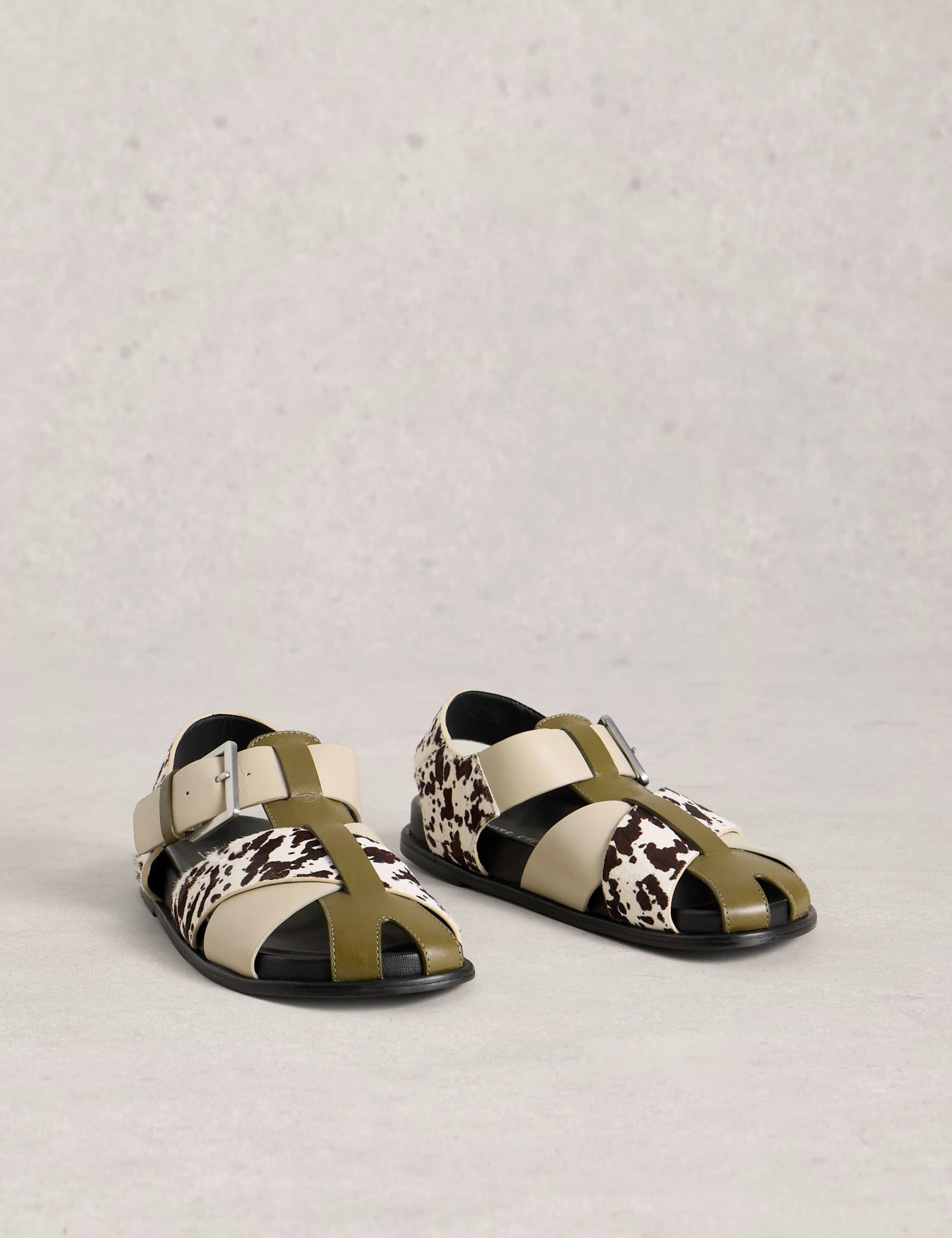 Leather Metallic Buckle Gladiator Sandals 2 of 4