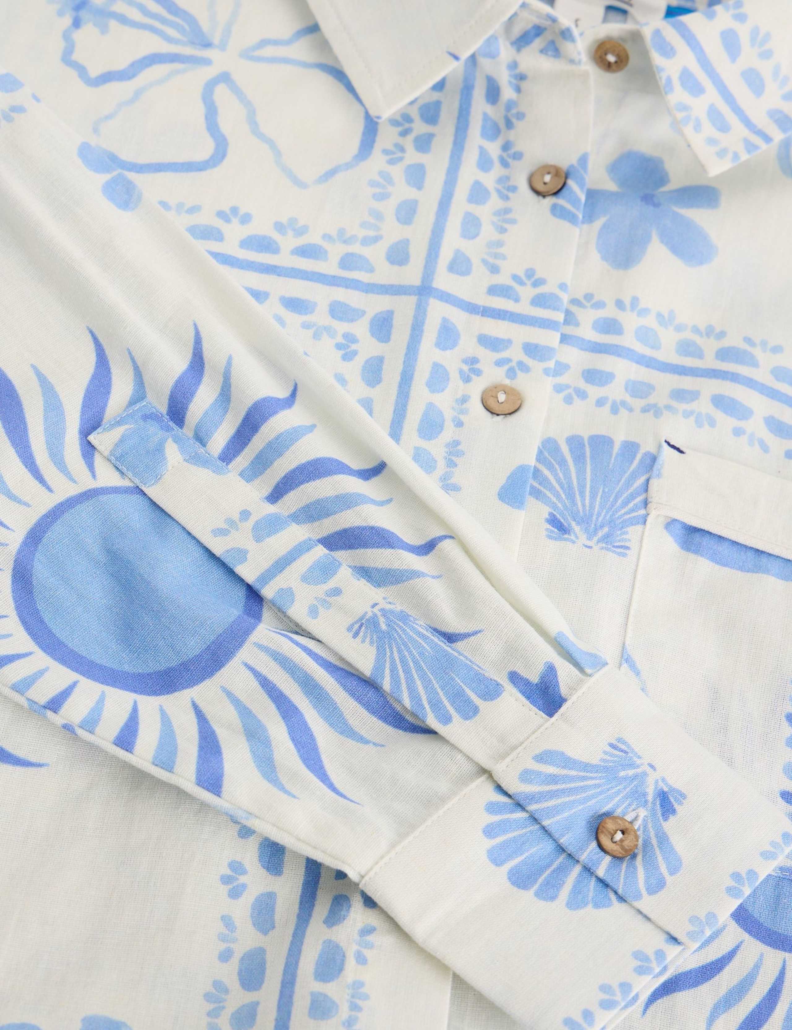 Cotton Rich Printed Beach Shirt with Linen 4 of 6