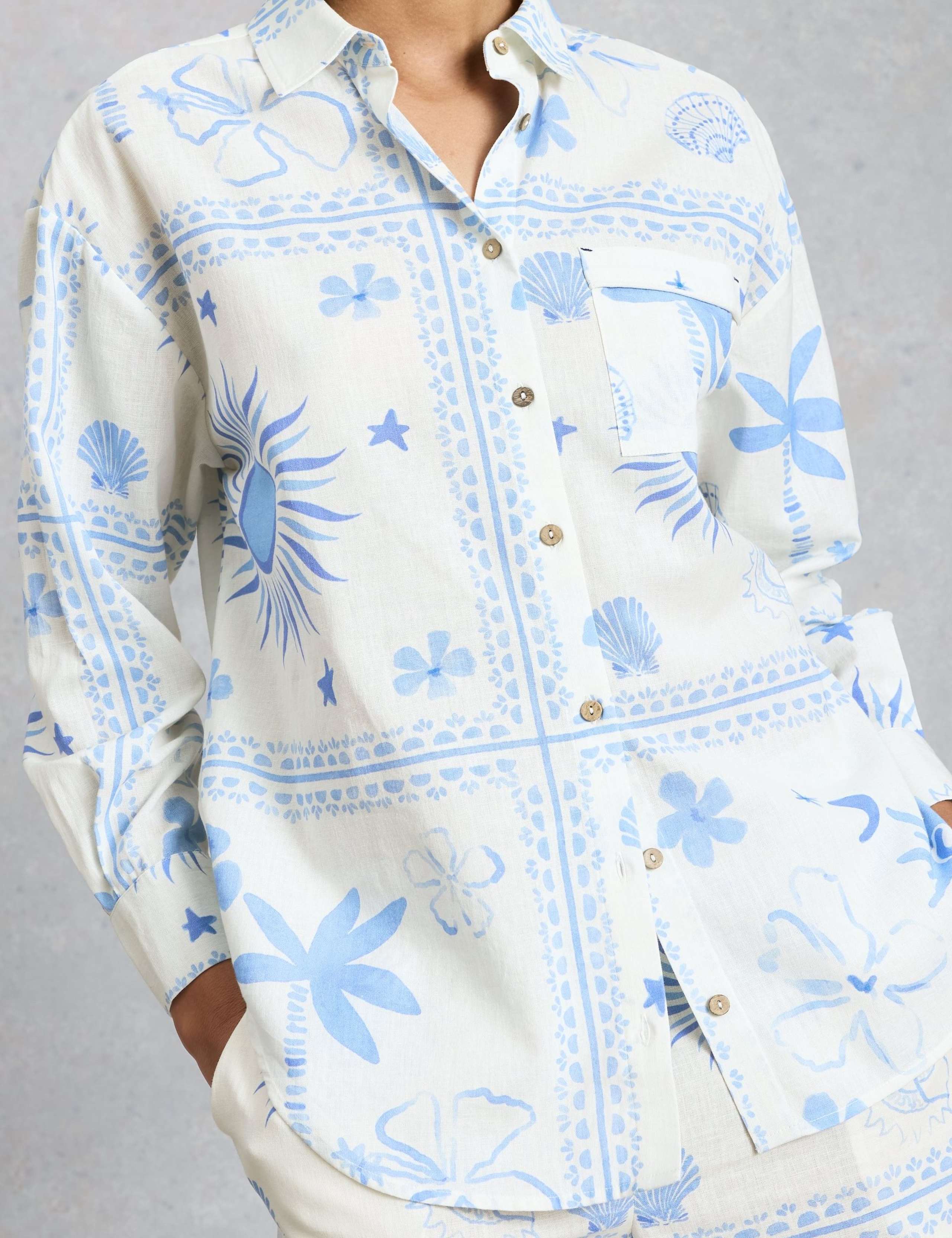 Cotton Rich Printed Beach Shirt with Linen 6 of 6