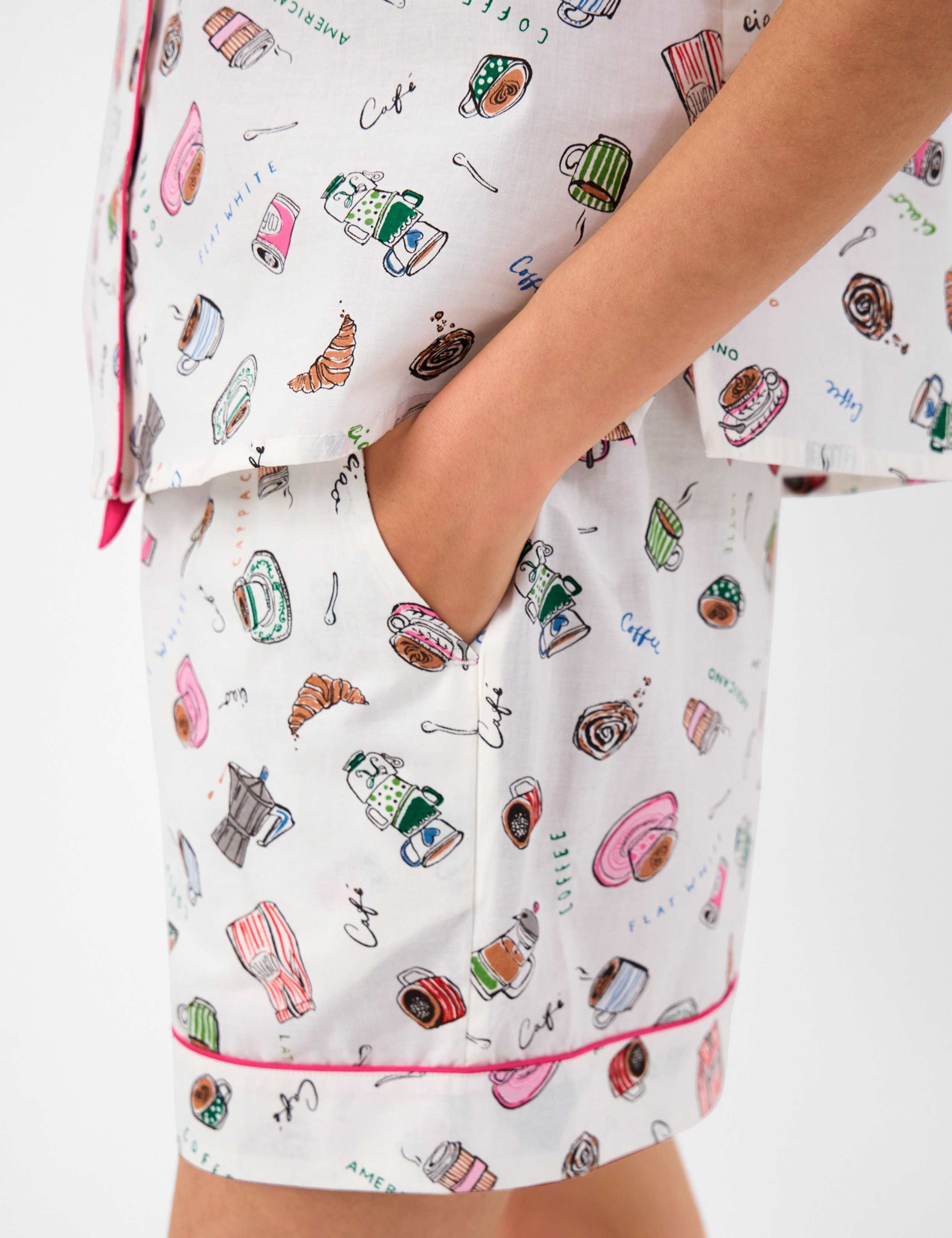 Pure Cotton Coffee Print Pyjama Set 4 of 5