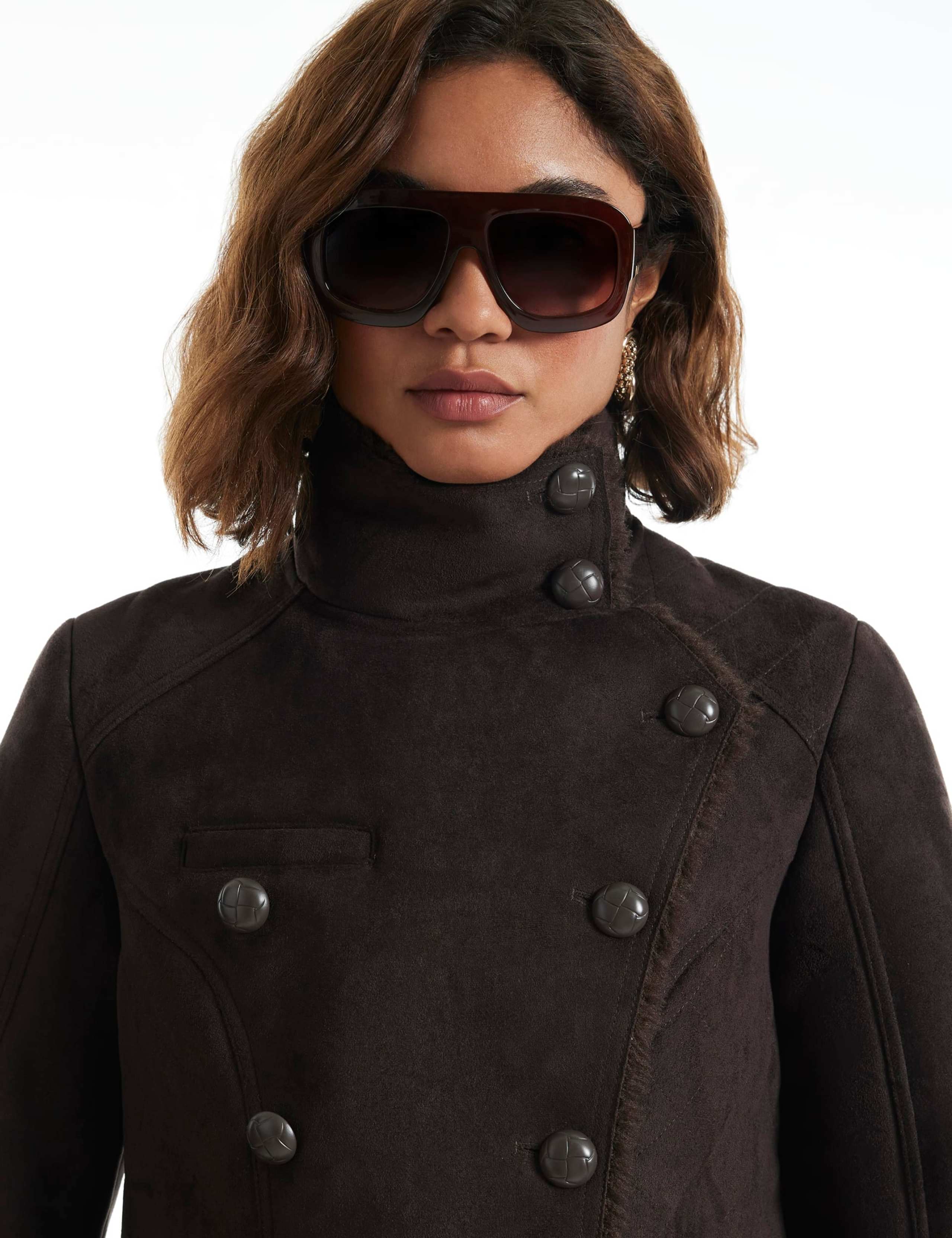 Faux Shearling Funnel Neck Military Jacket 4 of 6