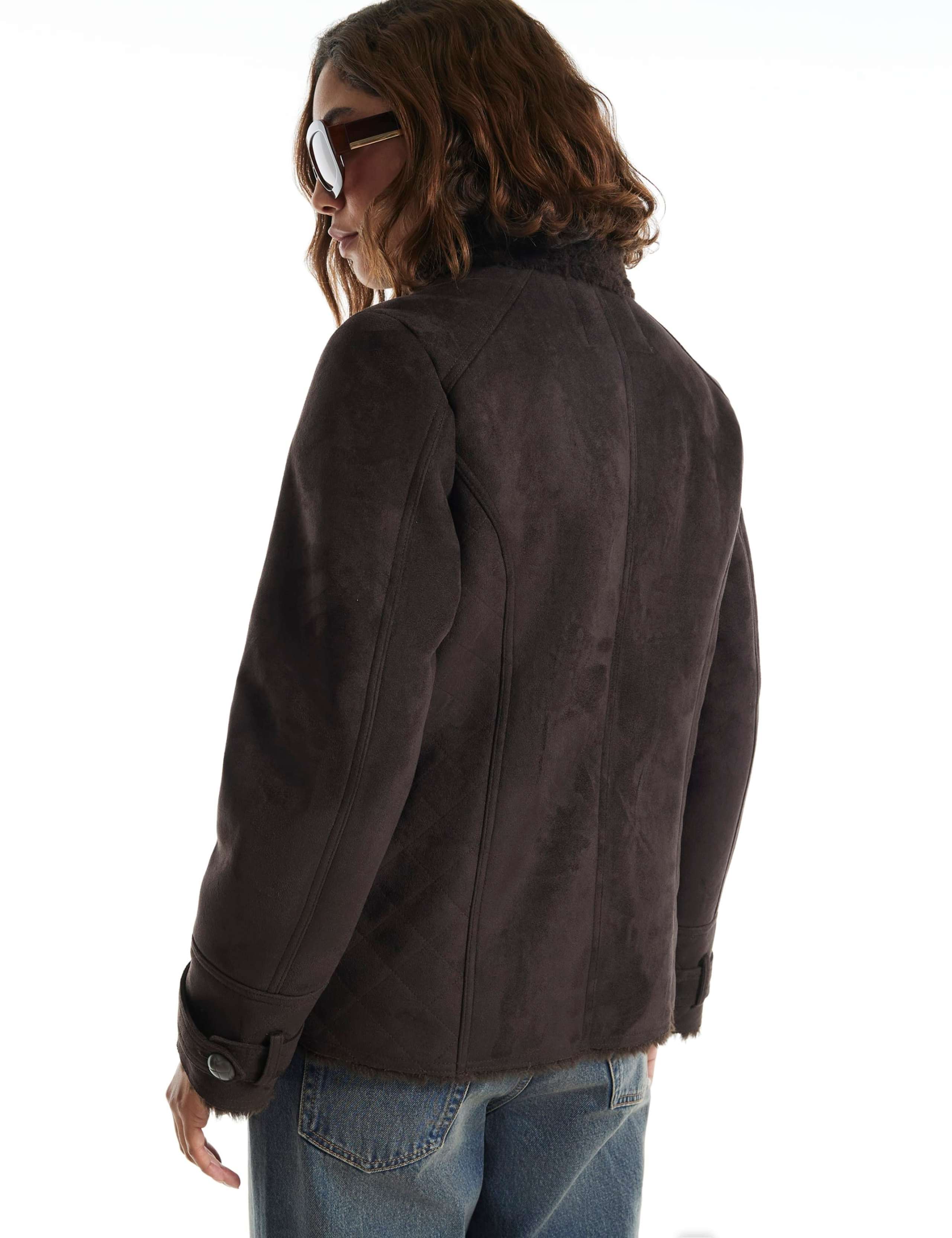 Faux Shearling Funnel Neck Military Jacket 5 of 6