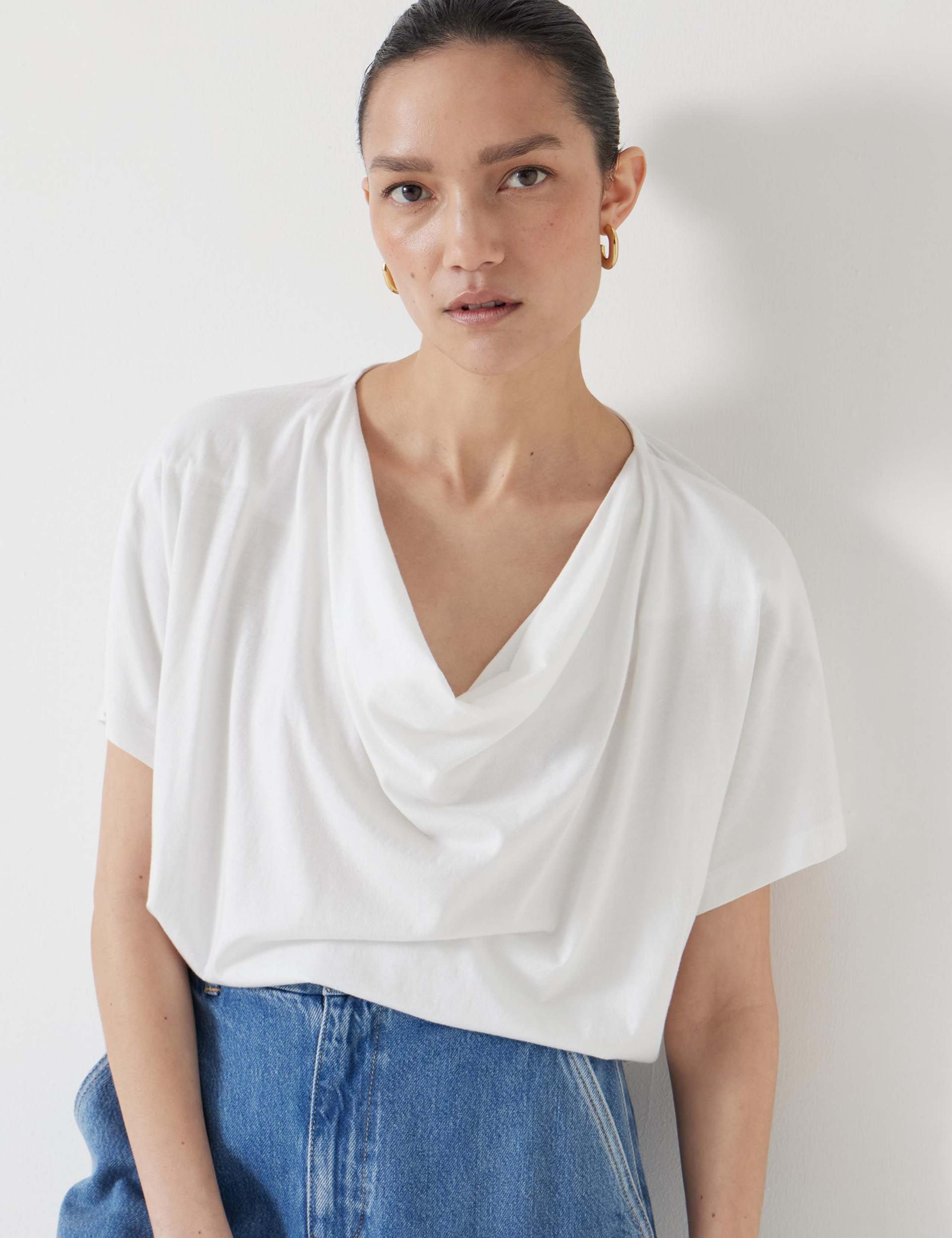 Cotton Rich Cowl Neck T-Shirt 3 of 5