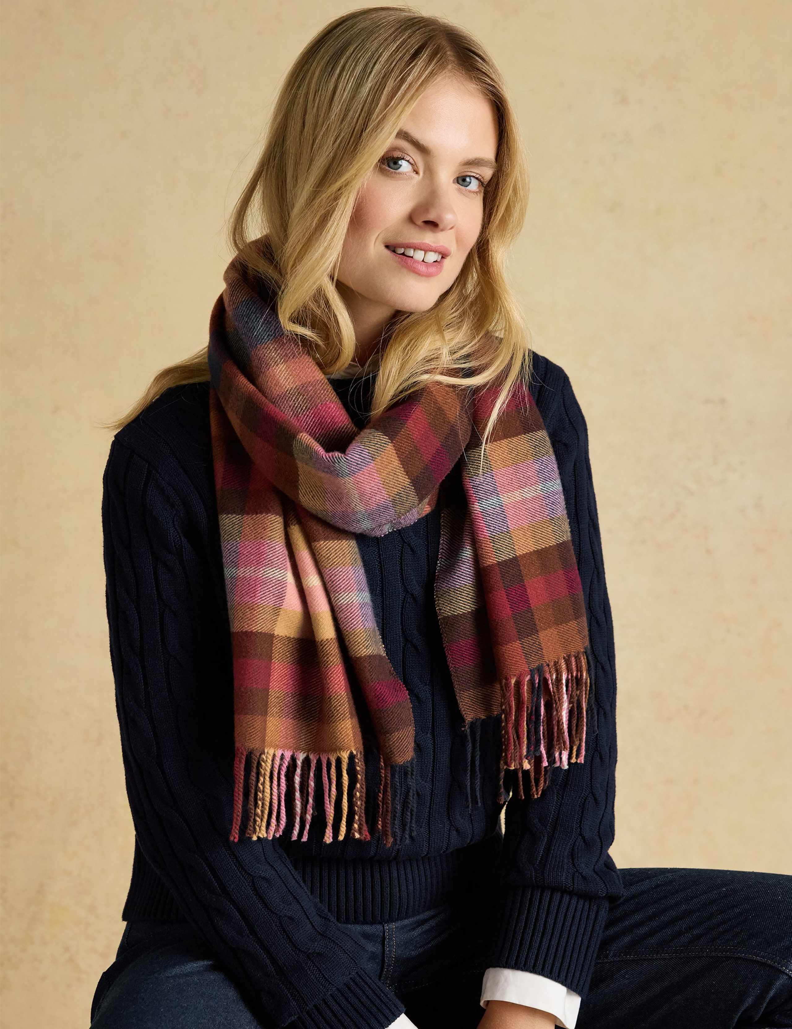 Woven Checked Tassel Scarf 2 of 6