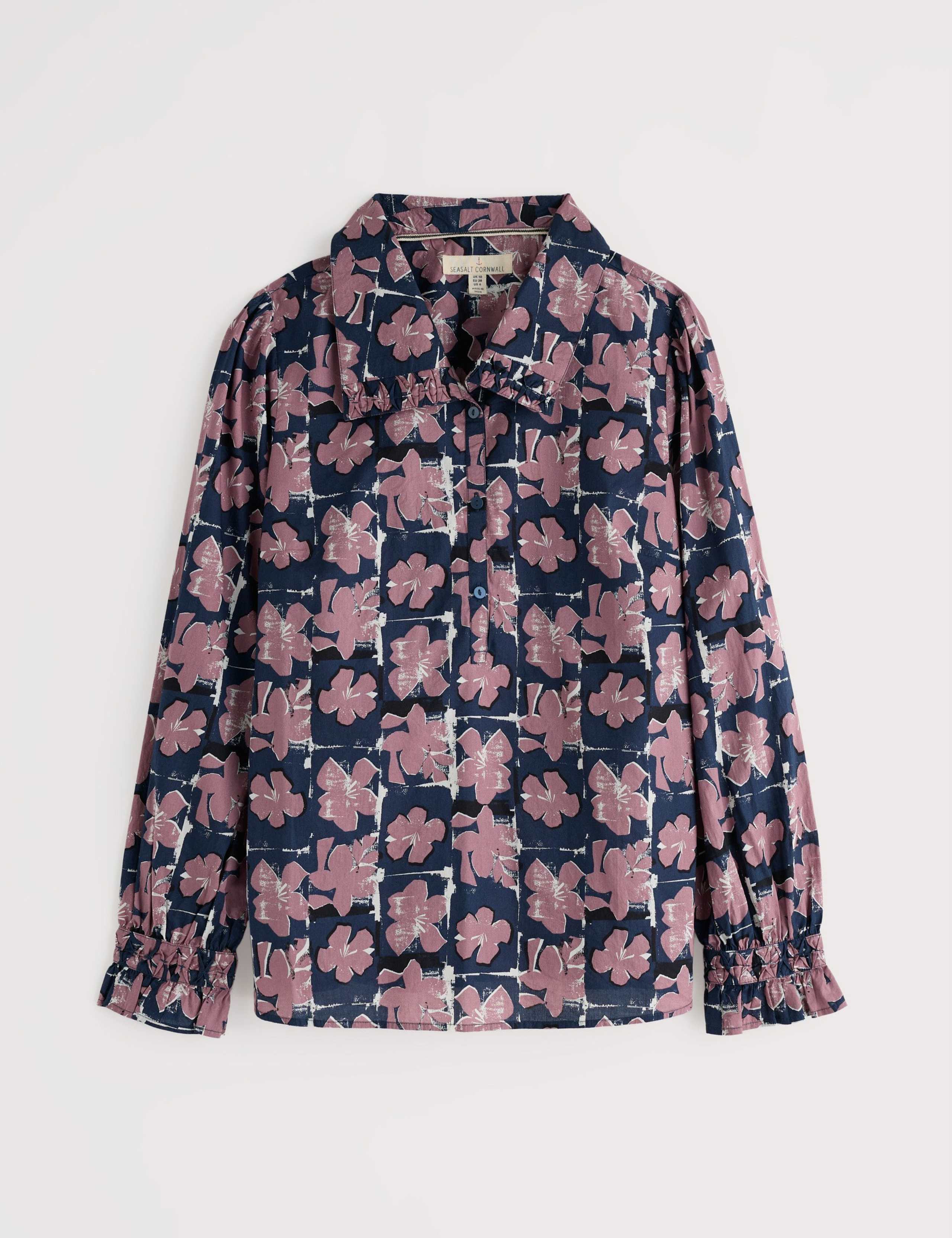 Pure Cotton Floral Collared Blouse 2 of 5