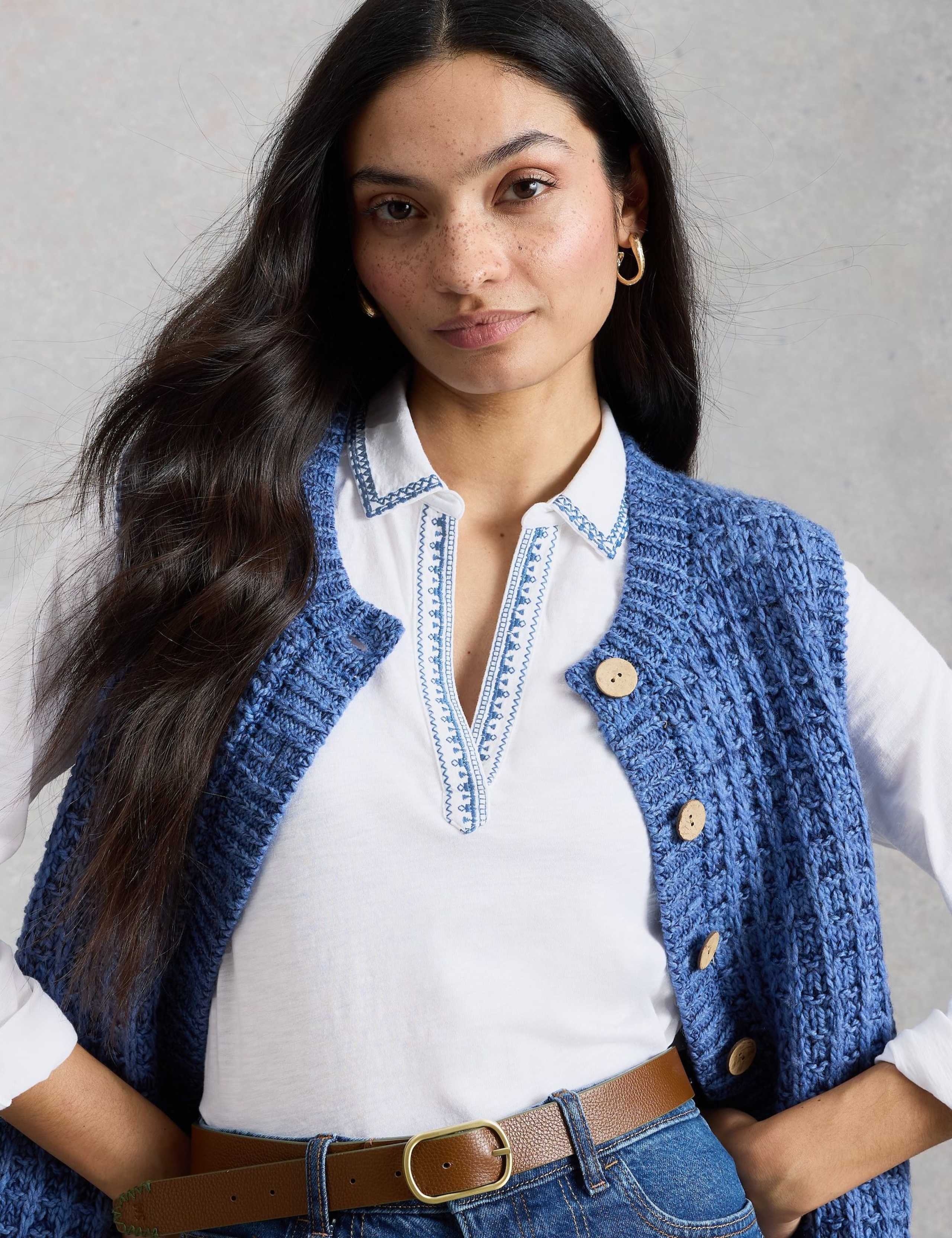 Jersey Embroidered V-Neck Collared Shirt 5 of 6