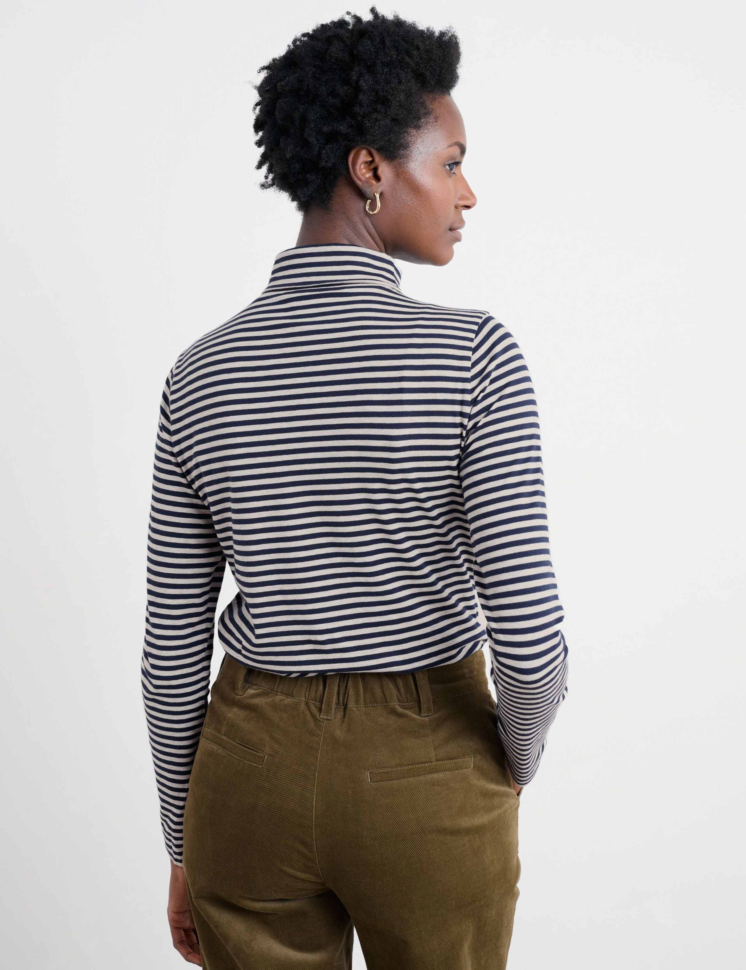 Cotton Rich Striped Roll Neck Top 3 of 4
