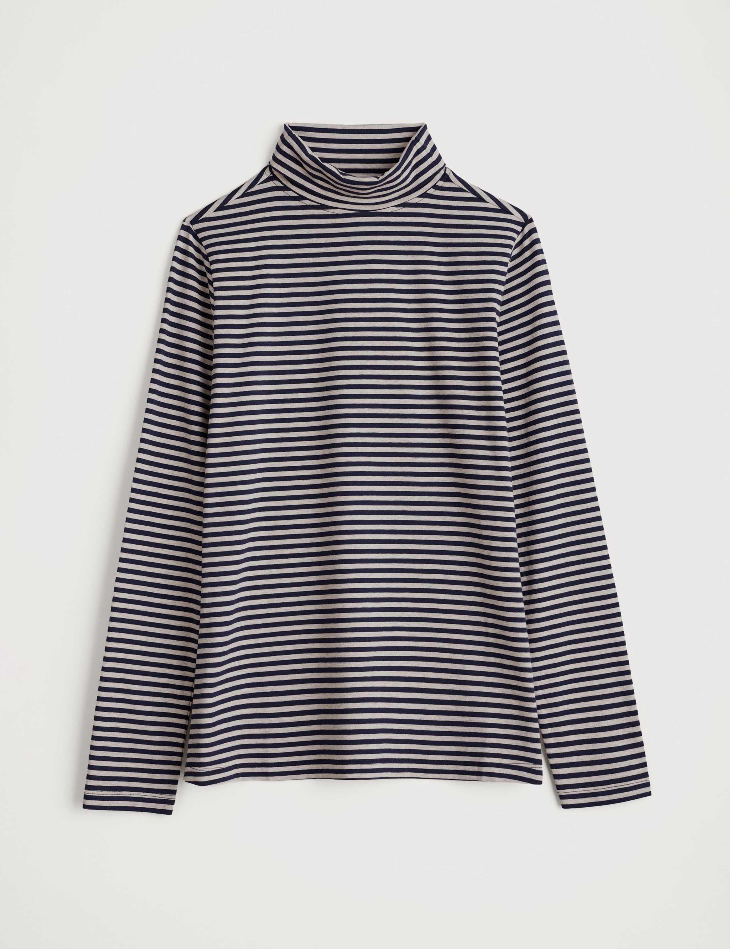 Cotton Rich Striped Roll Neck Top 2 of 4