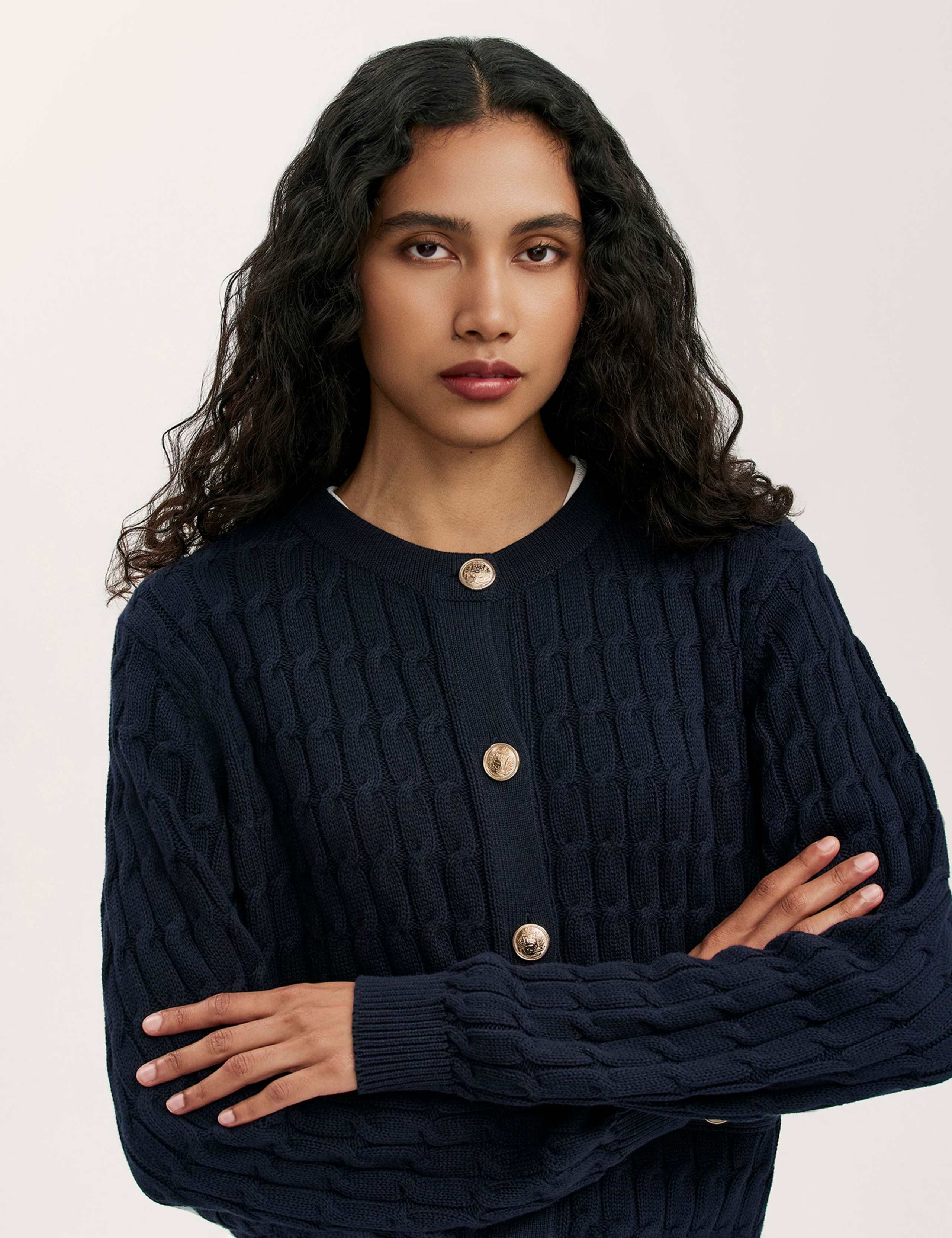 Pure Cotton Textured Round Neck Cardigan 4 of 4