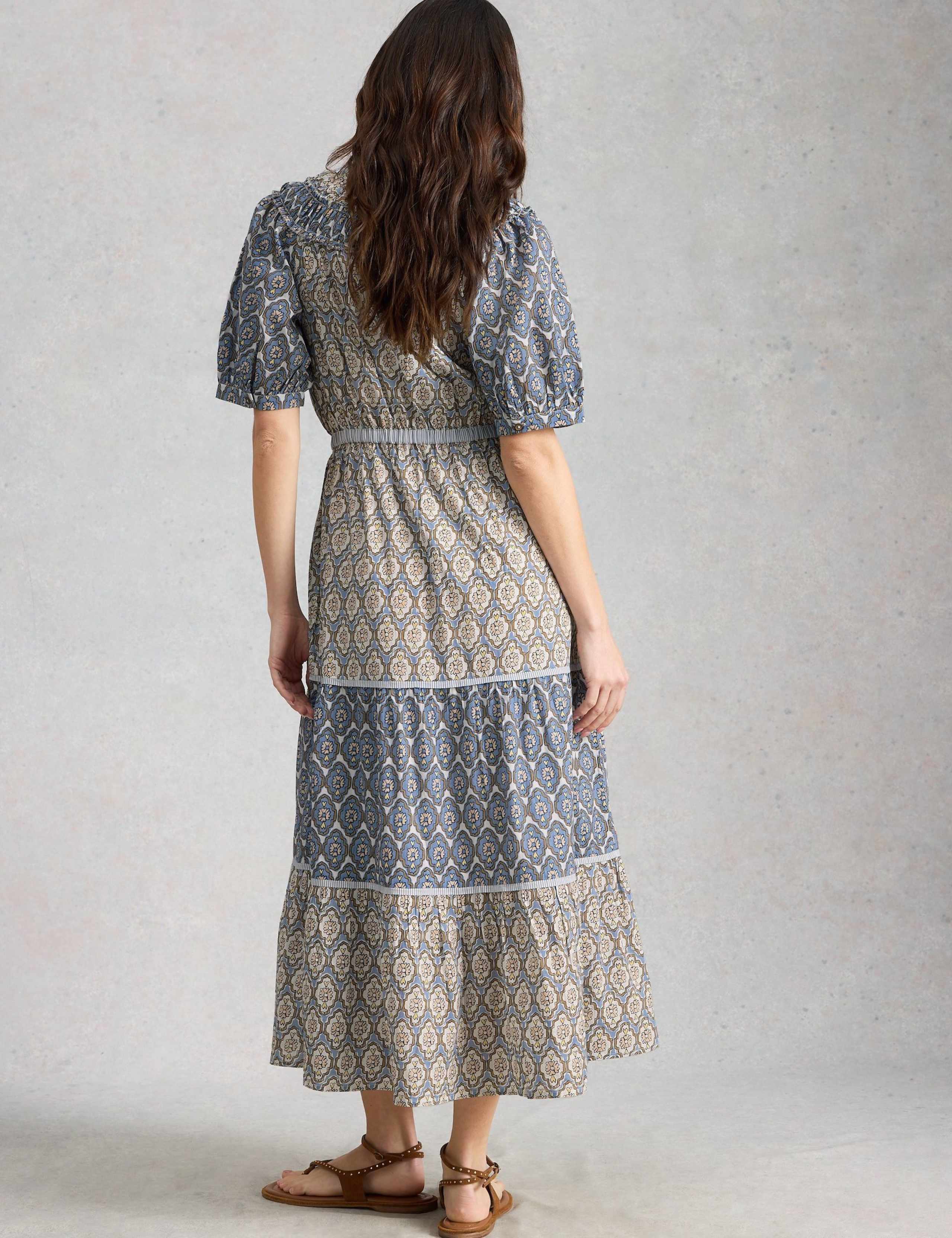 Pure Cotton Floral Midi Tiered Dress 4 of 6