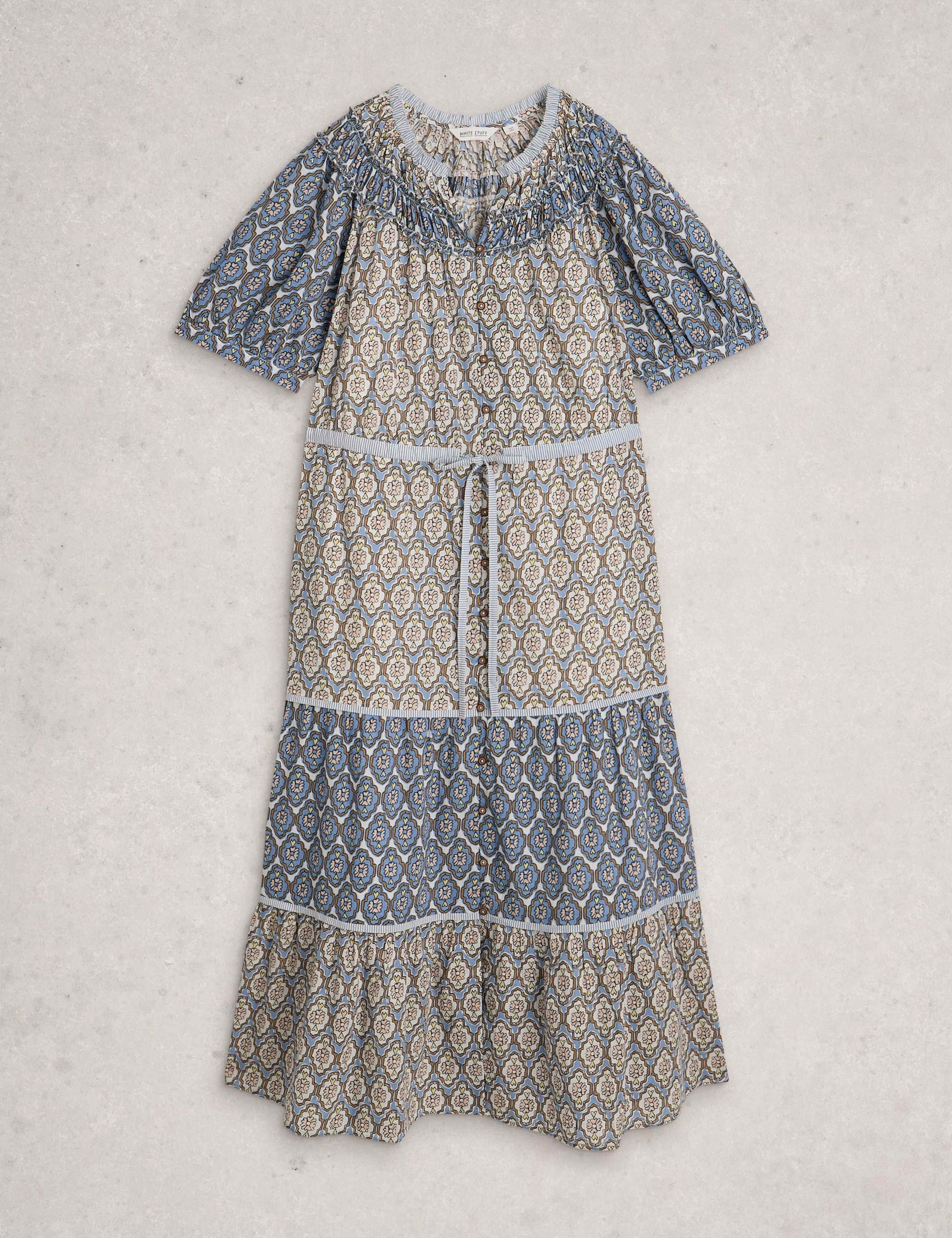 Pure Cotton Floral Midi Tiered Dress 2 of 6