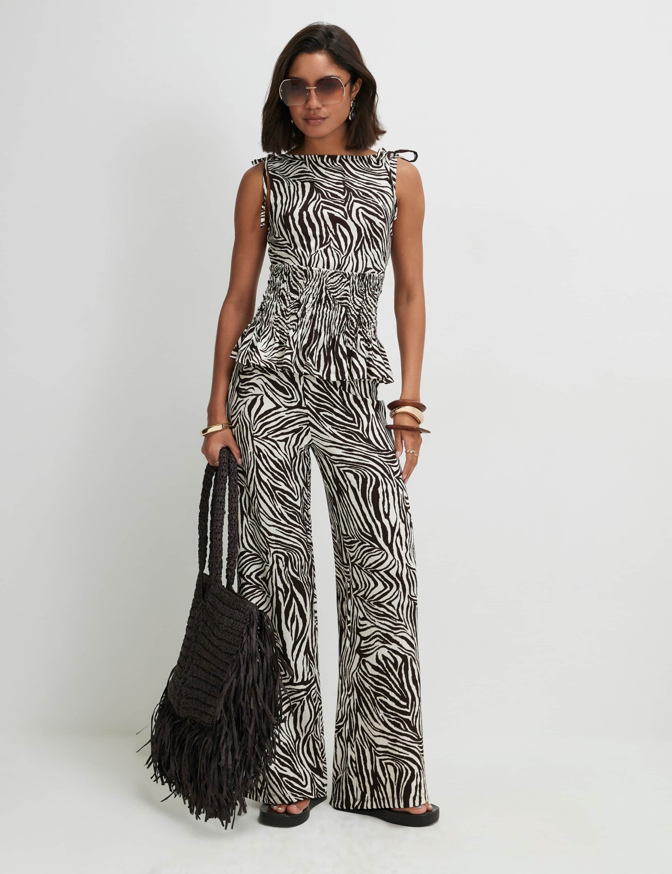 Pure Cotton Zebra Print Shirred Top 2 of 4