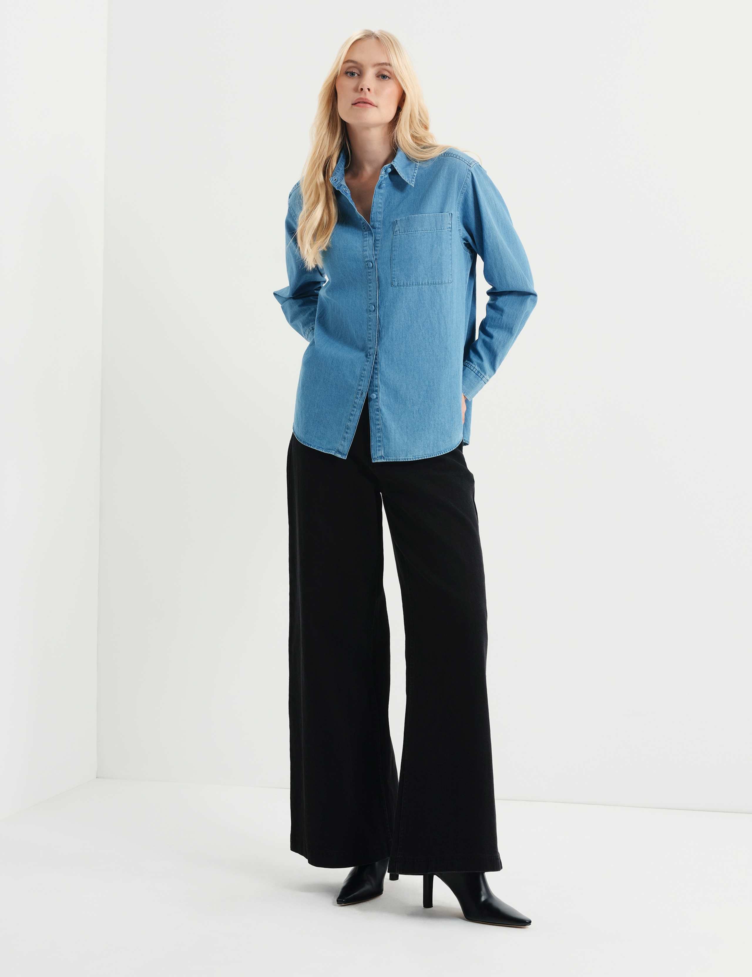 Denim Collared Button Through Shirt 3 of 10