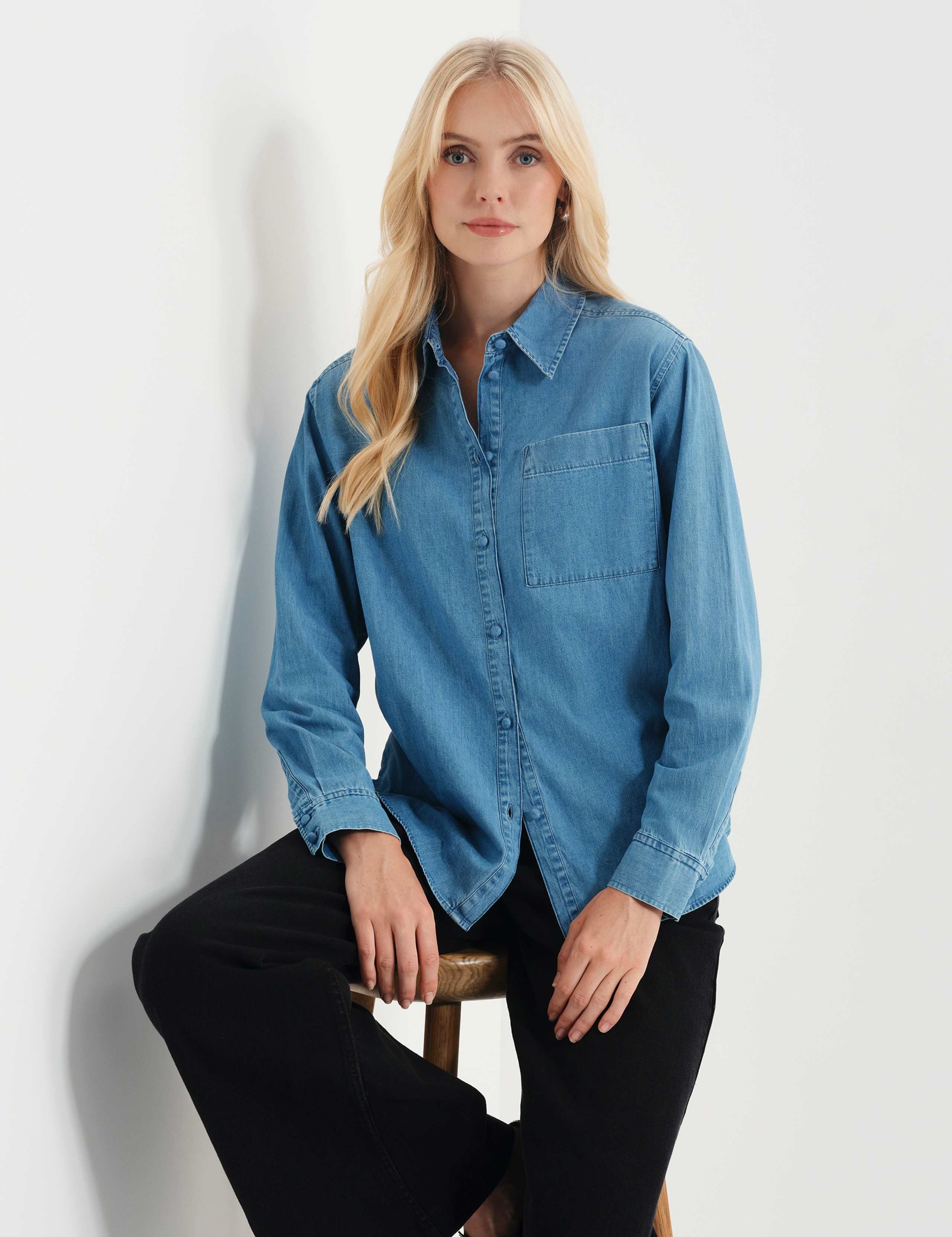 Denim Collared Button Through Shirt 4 of 10